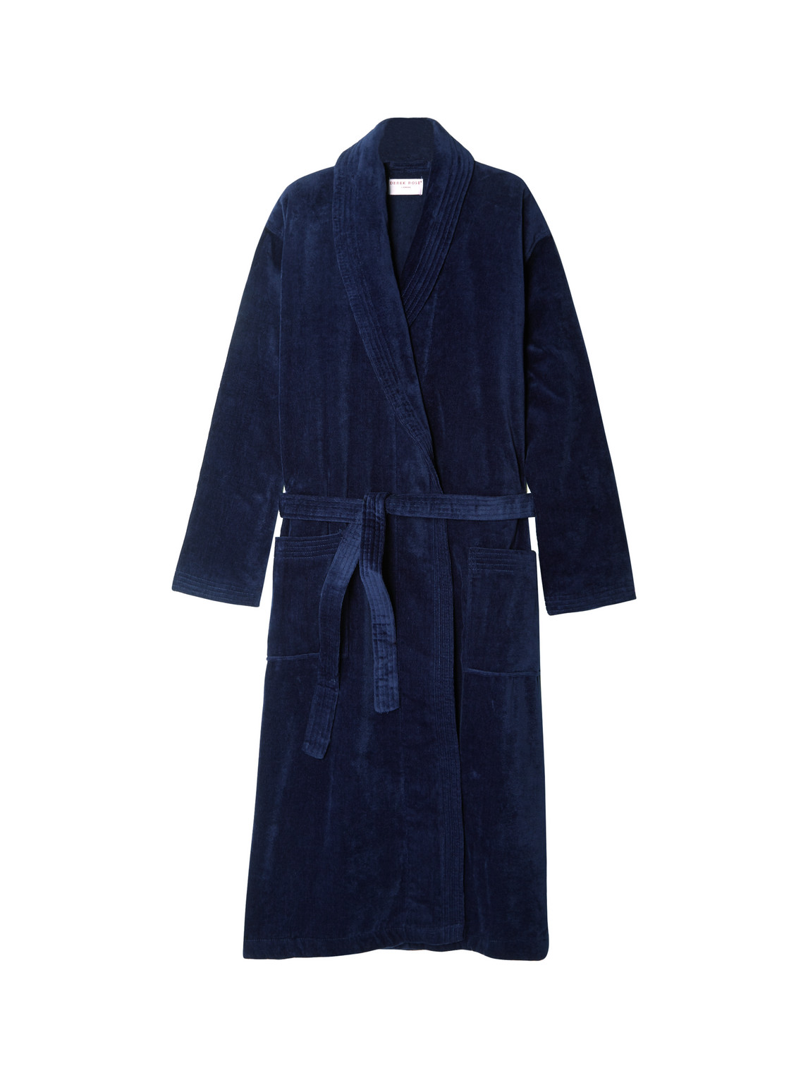 Shop Derek Rose Cotton-terry Robe In Blue