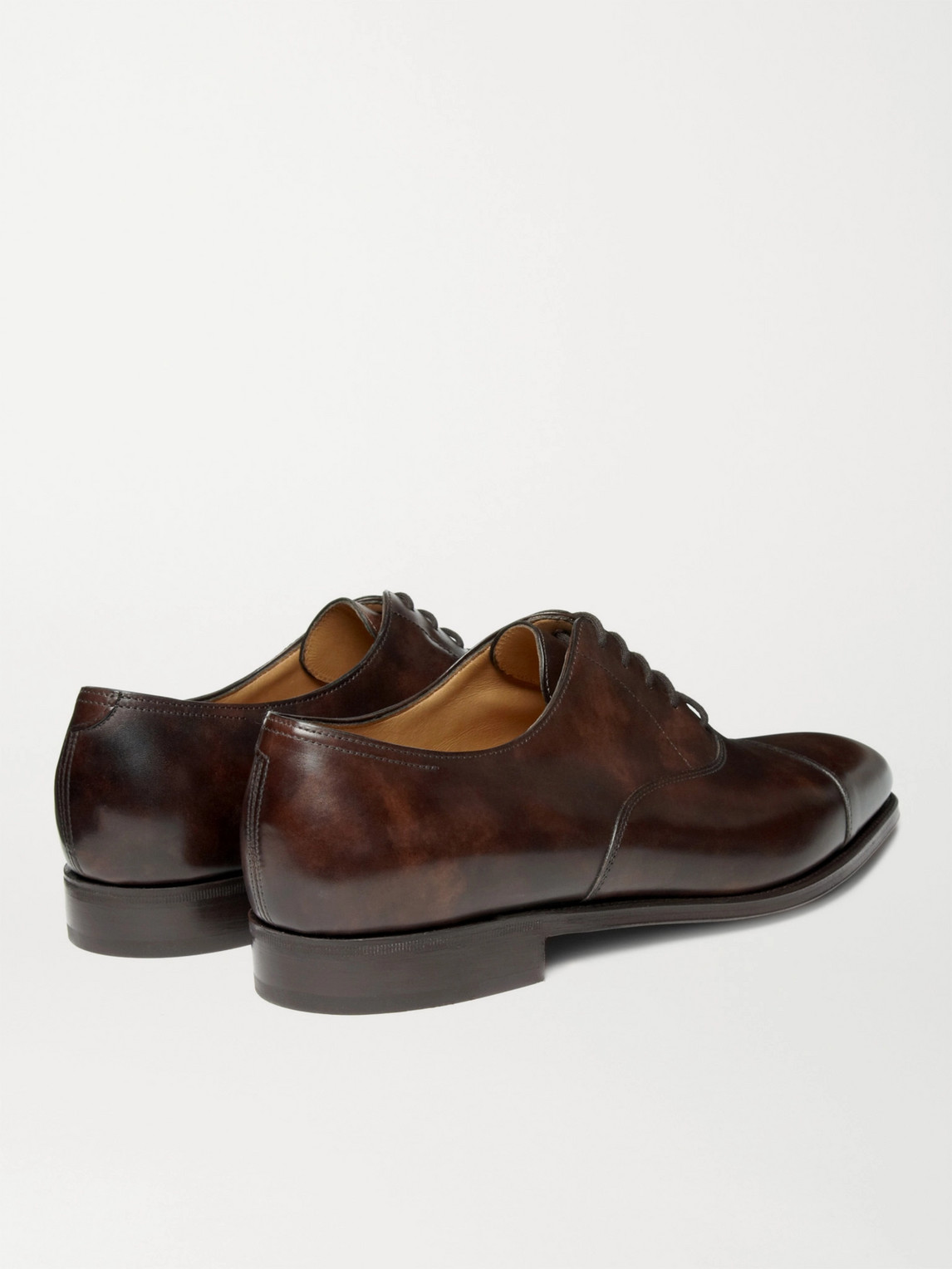 Shop John Lobb City Ii Burnished-leather Oxford Shoes In Brown
