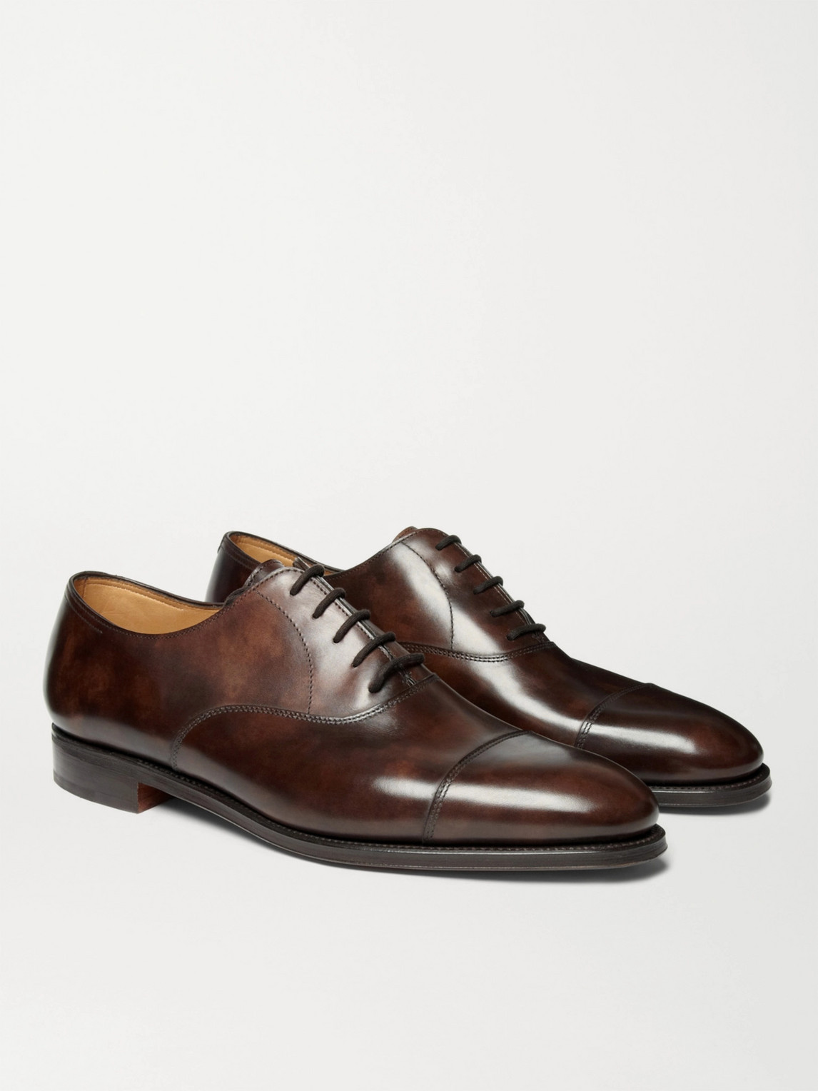 Shop John Lobb City Ii Burnished-leather Oxford Shoes In Brown
