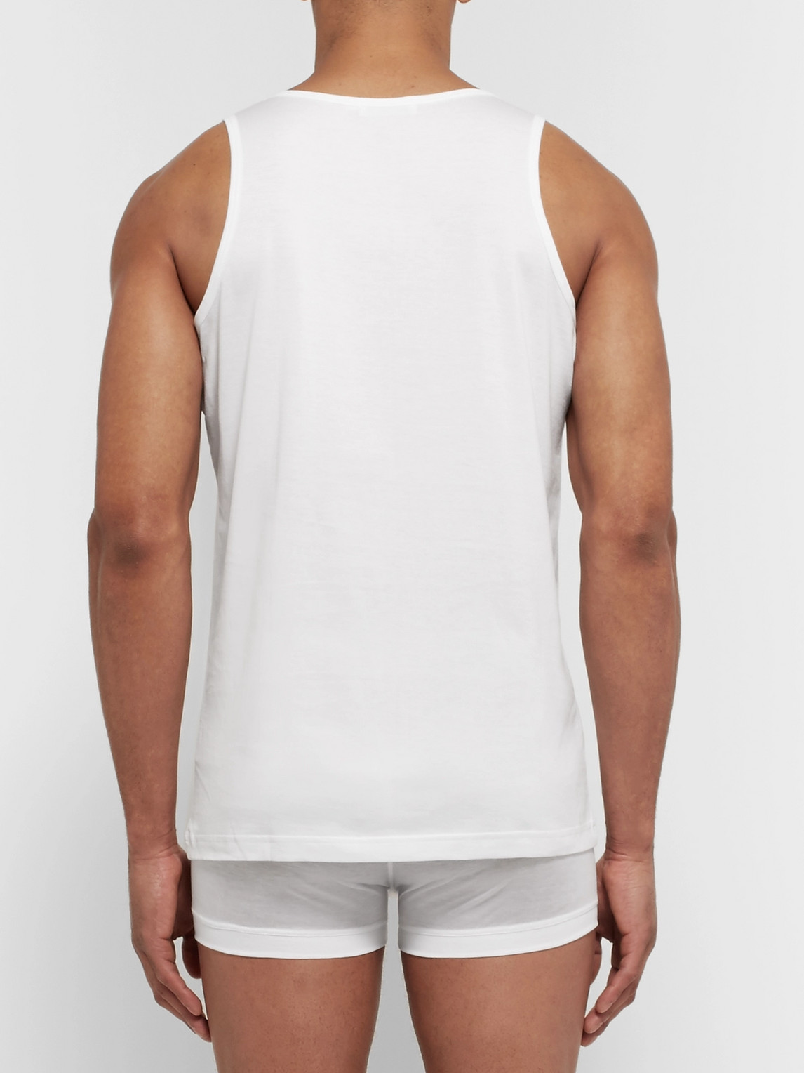 Shop Sunspel Cotton-jersey Tank Top In White