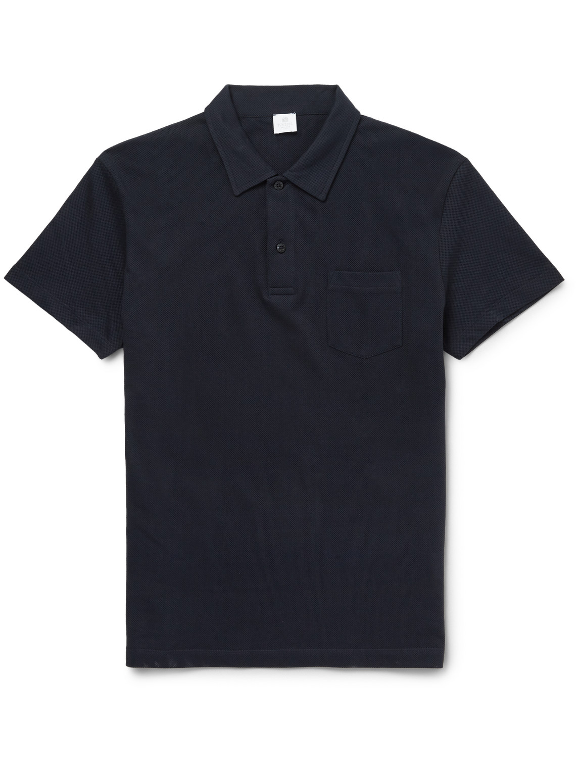 Sunspel Riviera Slim-fit Cotton-mesh Polo Shirt In Blue