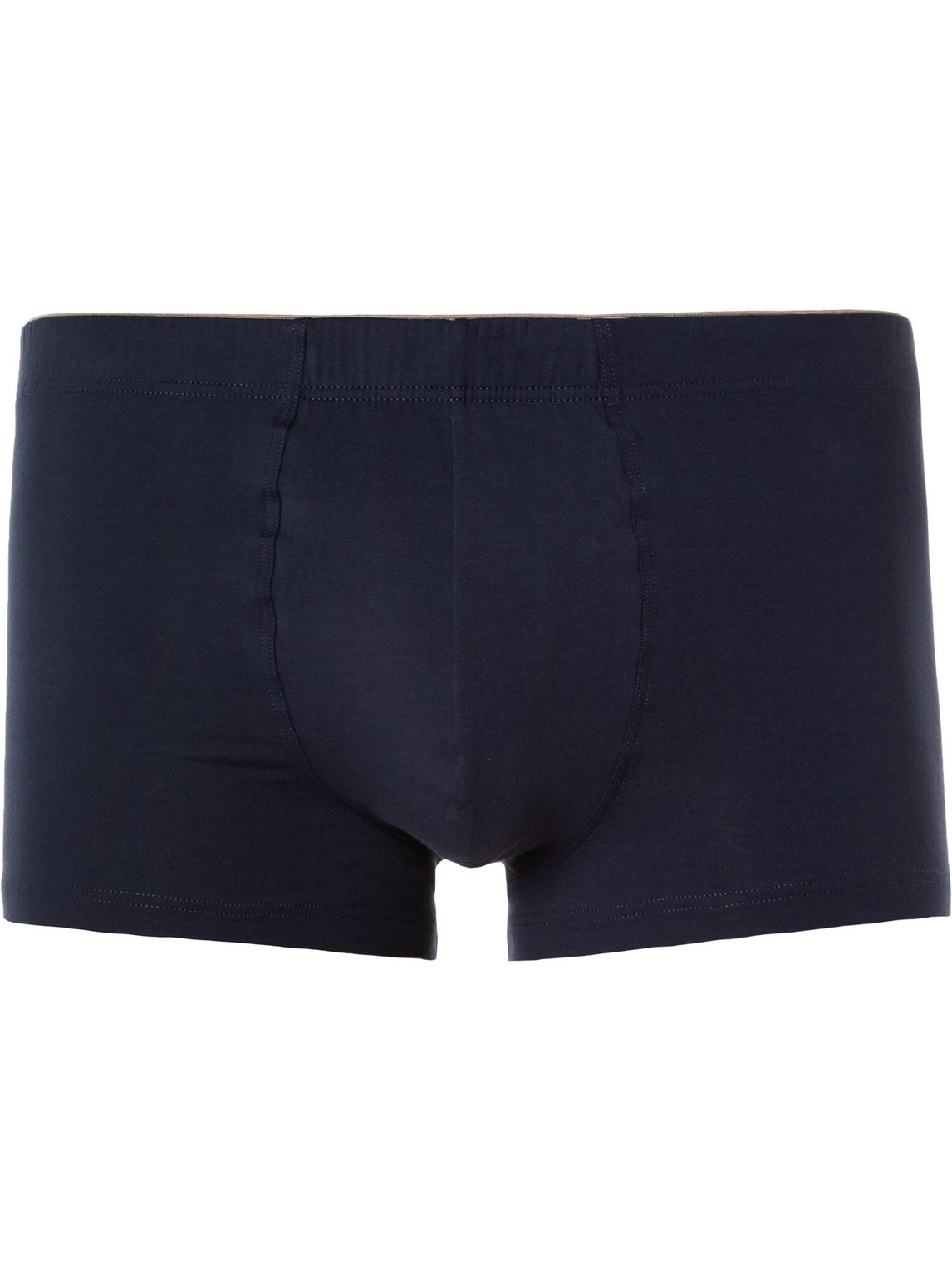 Shop Hanro Superior Cotton-blend Boxer Briefs In Blue