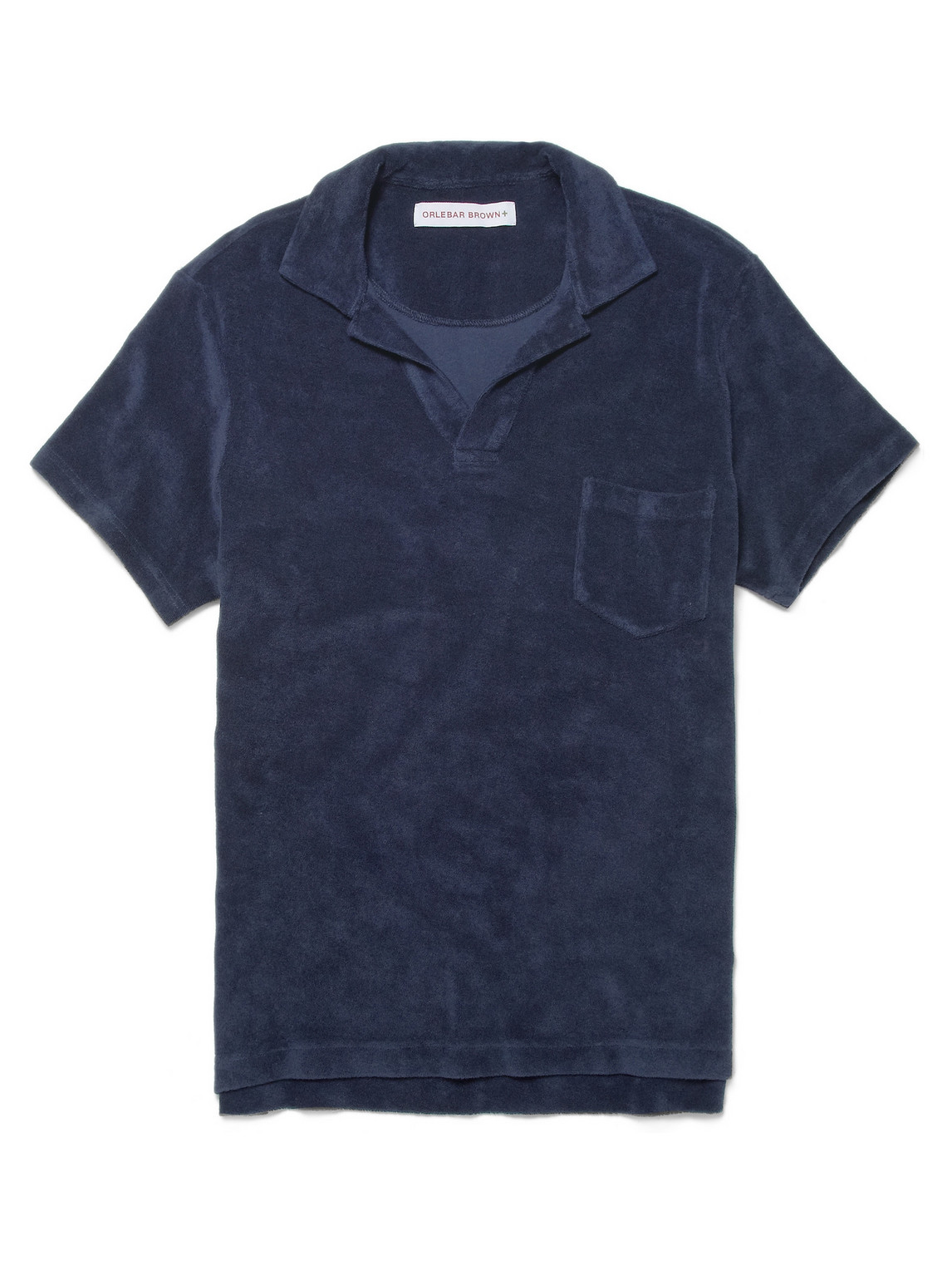 Orlebar Brown Slim-fit Camp-collar Cotton-terry Polo Shirt In Navy
