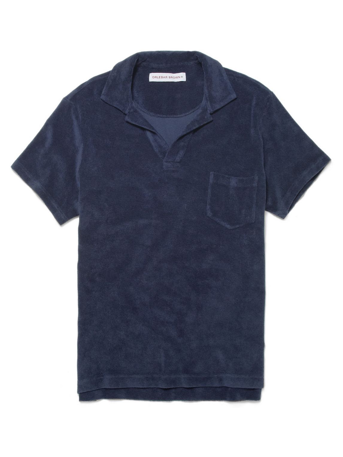 Orlebar Brown Slim-fit Camp-collar Cotton-terry Polo Shirt In Blue