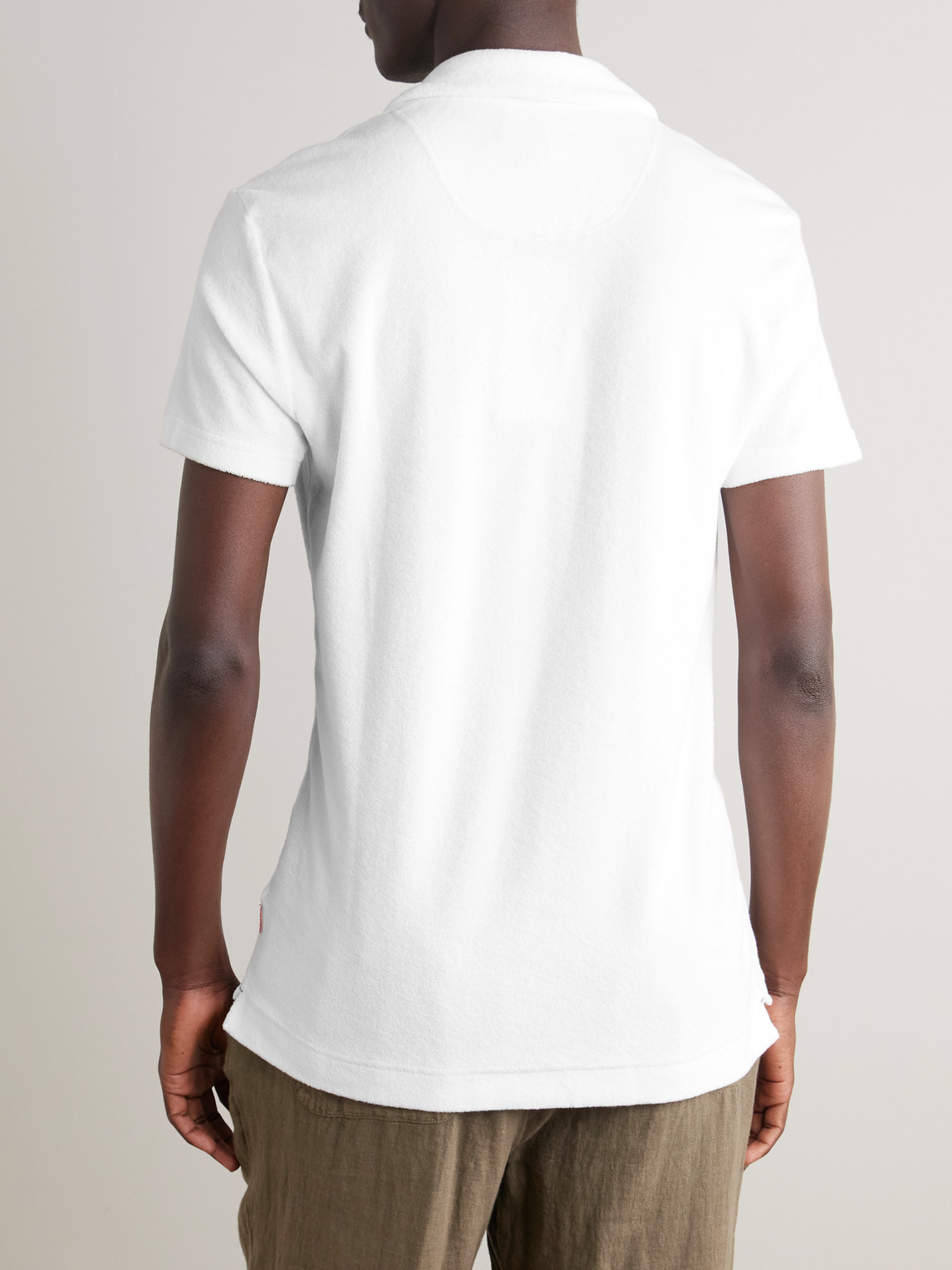 Orlebar Brown Cotton Terry Solid Tailored Fit Polo Shirt In White