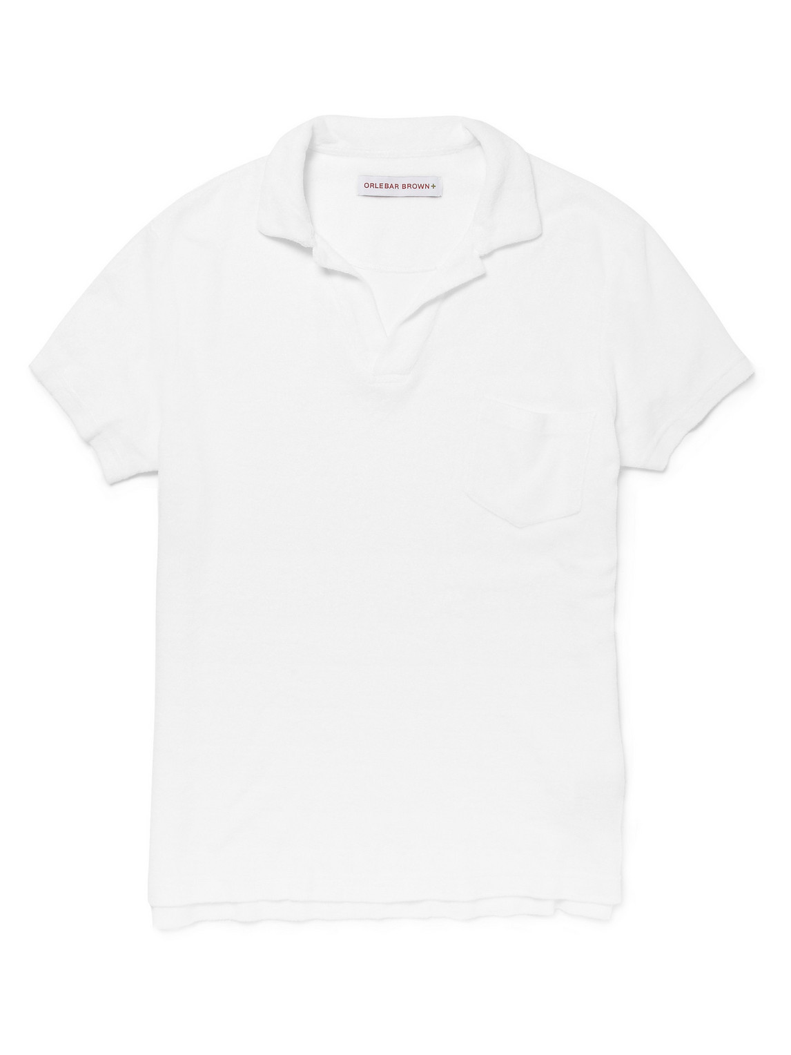 Shop Orlebar Brown Slim-fit Camp-collar Cotton-terry Polo Shirt In White