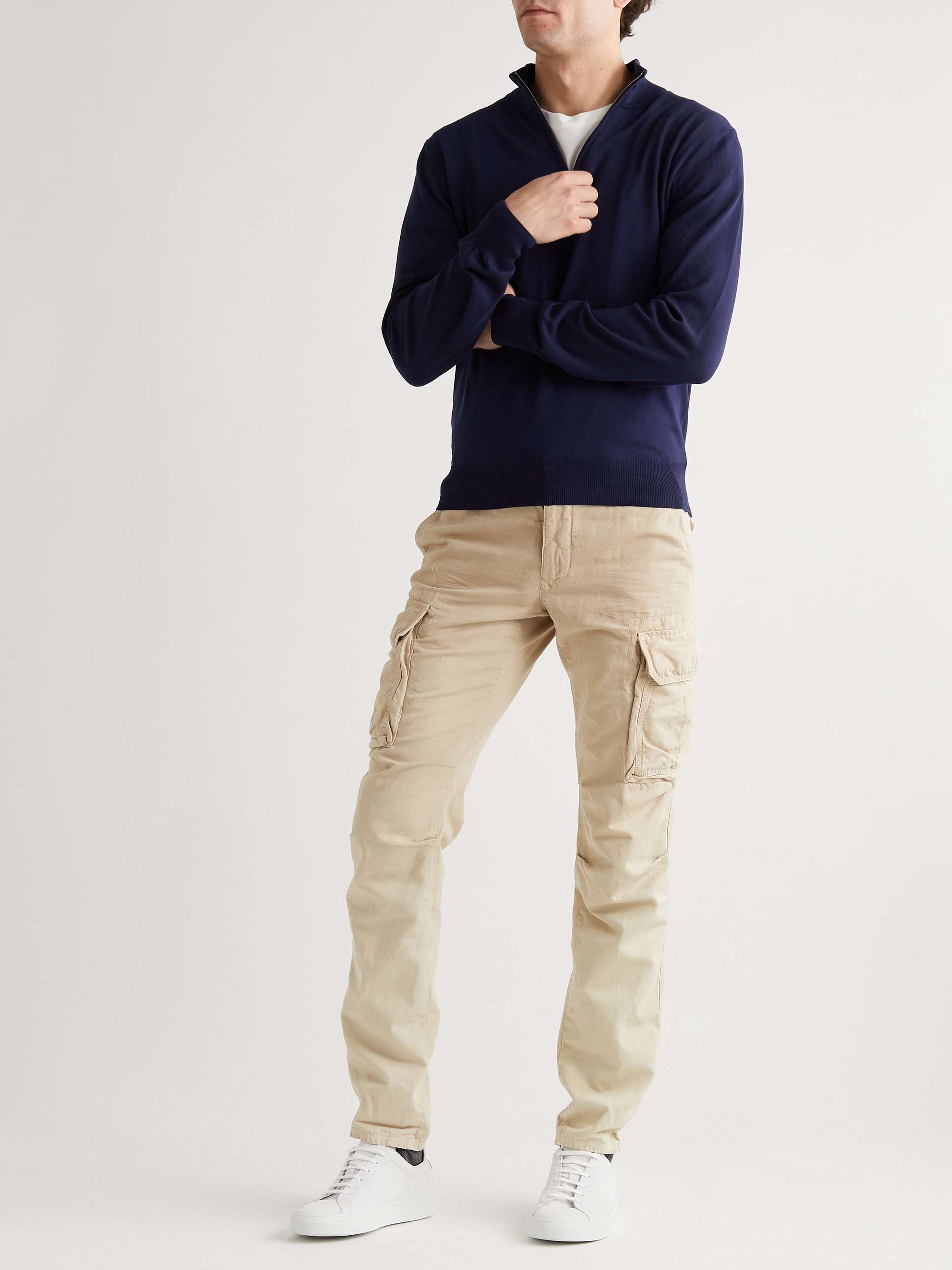 INCOTEX Slim-Fit Cotton and Linen-Blend Cargo Trousers