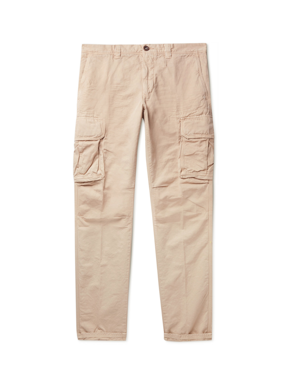 Incotex - Slim-Fit Cotton and Linen-Blend Cargo Trousers - Men - Neutrals - 40W 32L