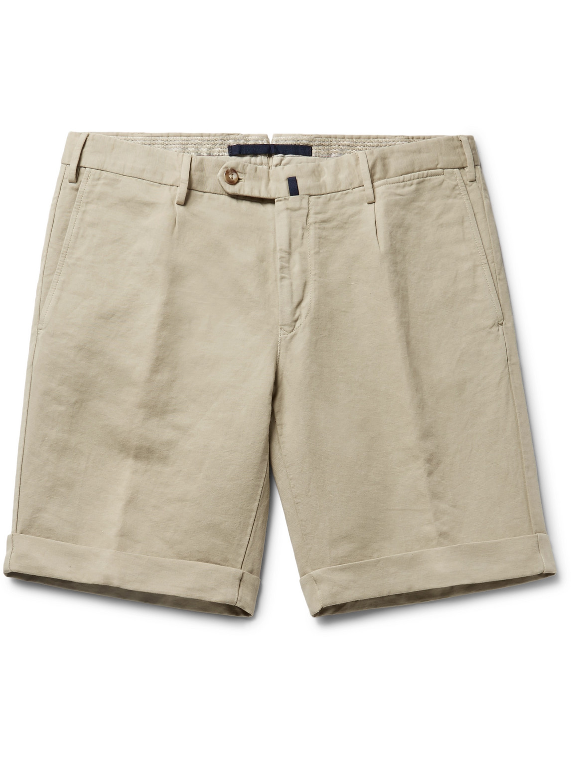 Incotex Slim-fit Linen And Cotton-blend Shorts In Neutrals