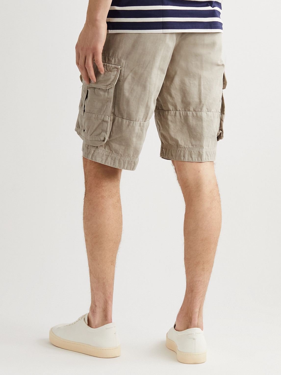 Washed Cotton and Linen-Blend Cargo Shorts - Men | Image | 3
