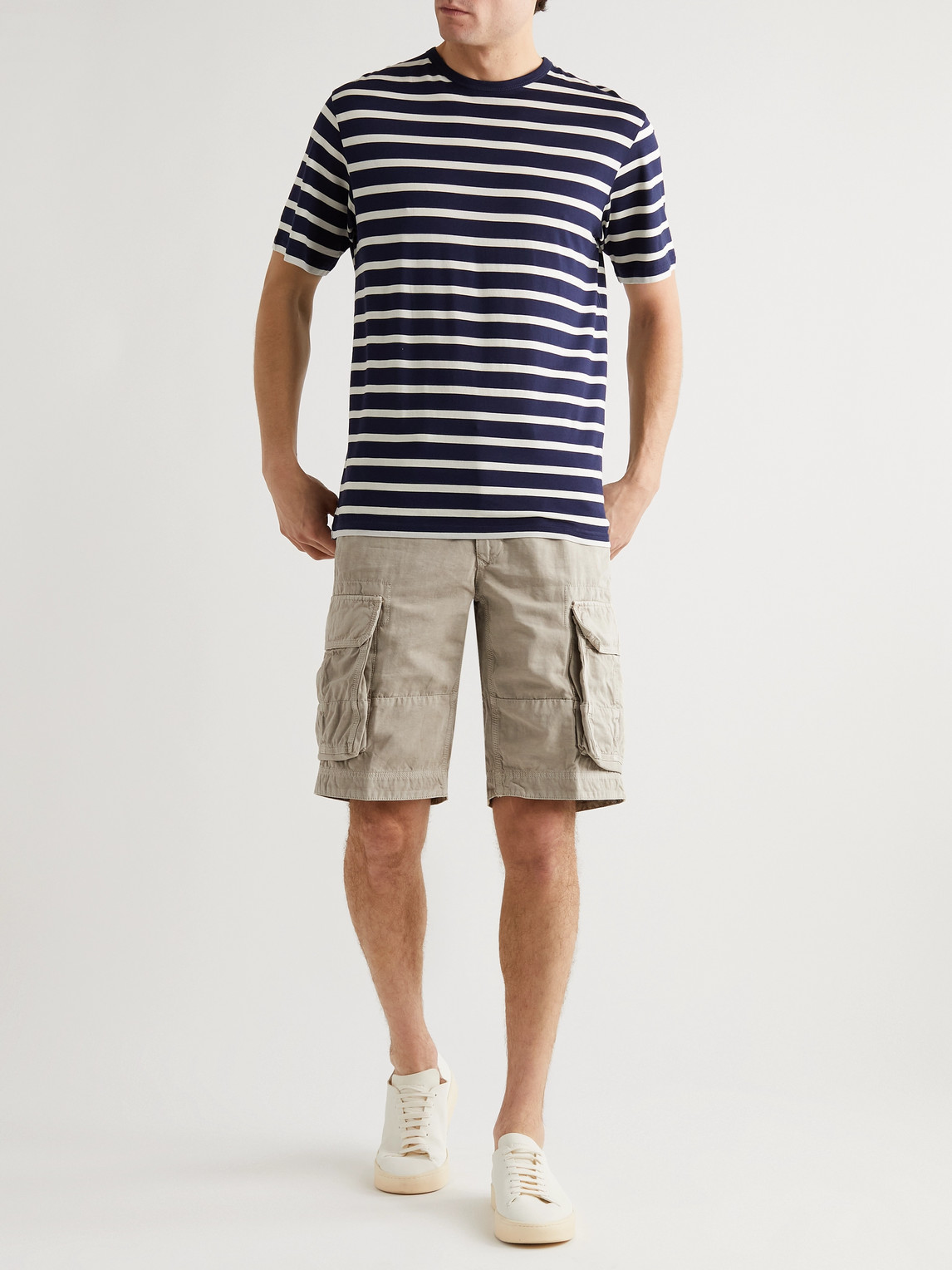 Washed Cotton and Linen-Blend Cargo Shorts - Men | Image | 1