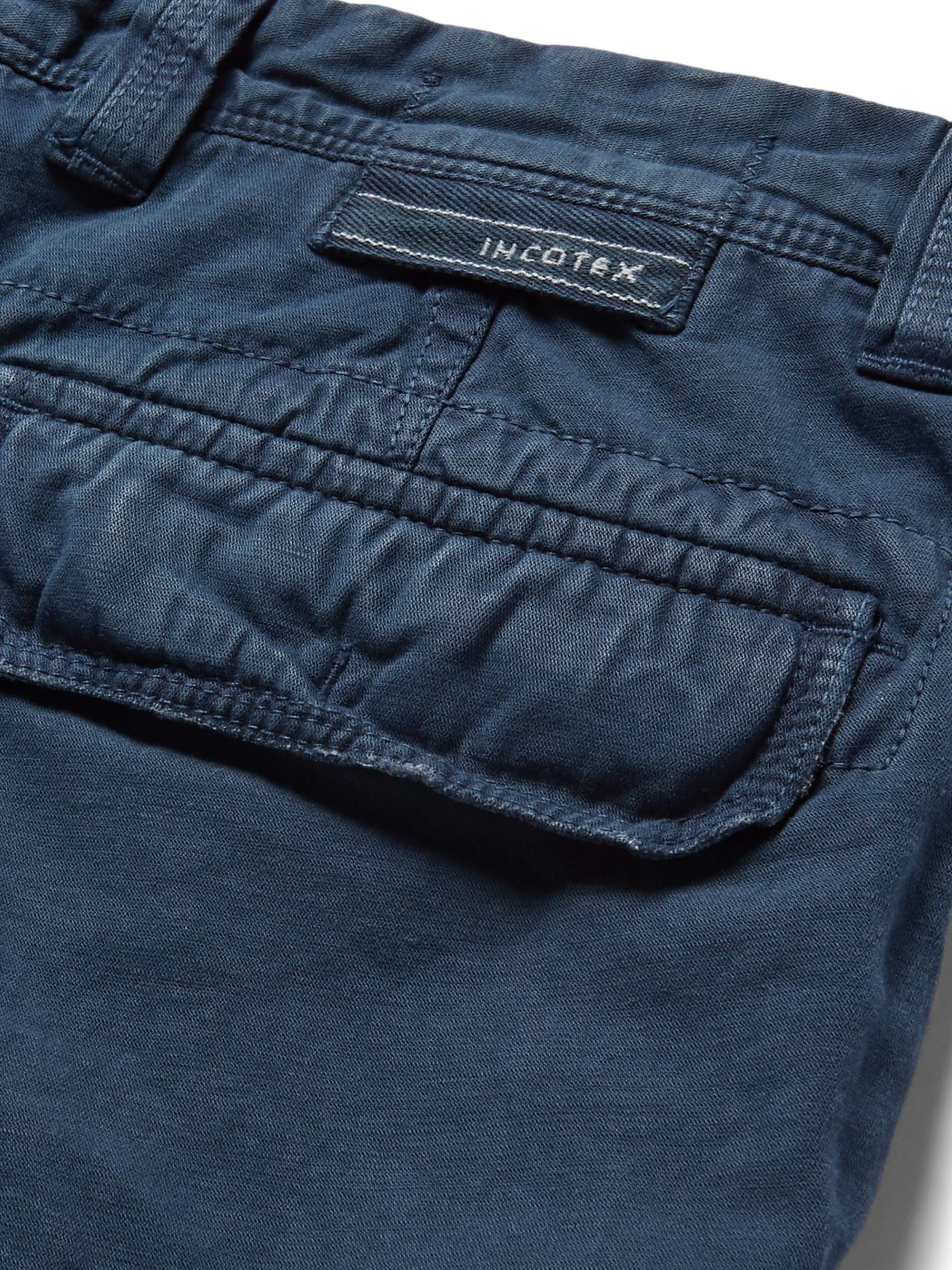 INCOTEX Washed Cotton and Linen-Blend Cargo Shorts