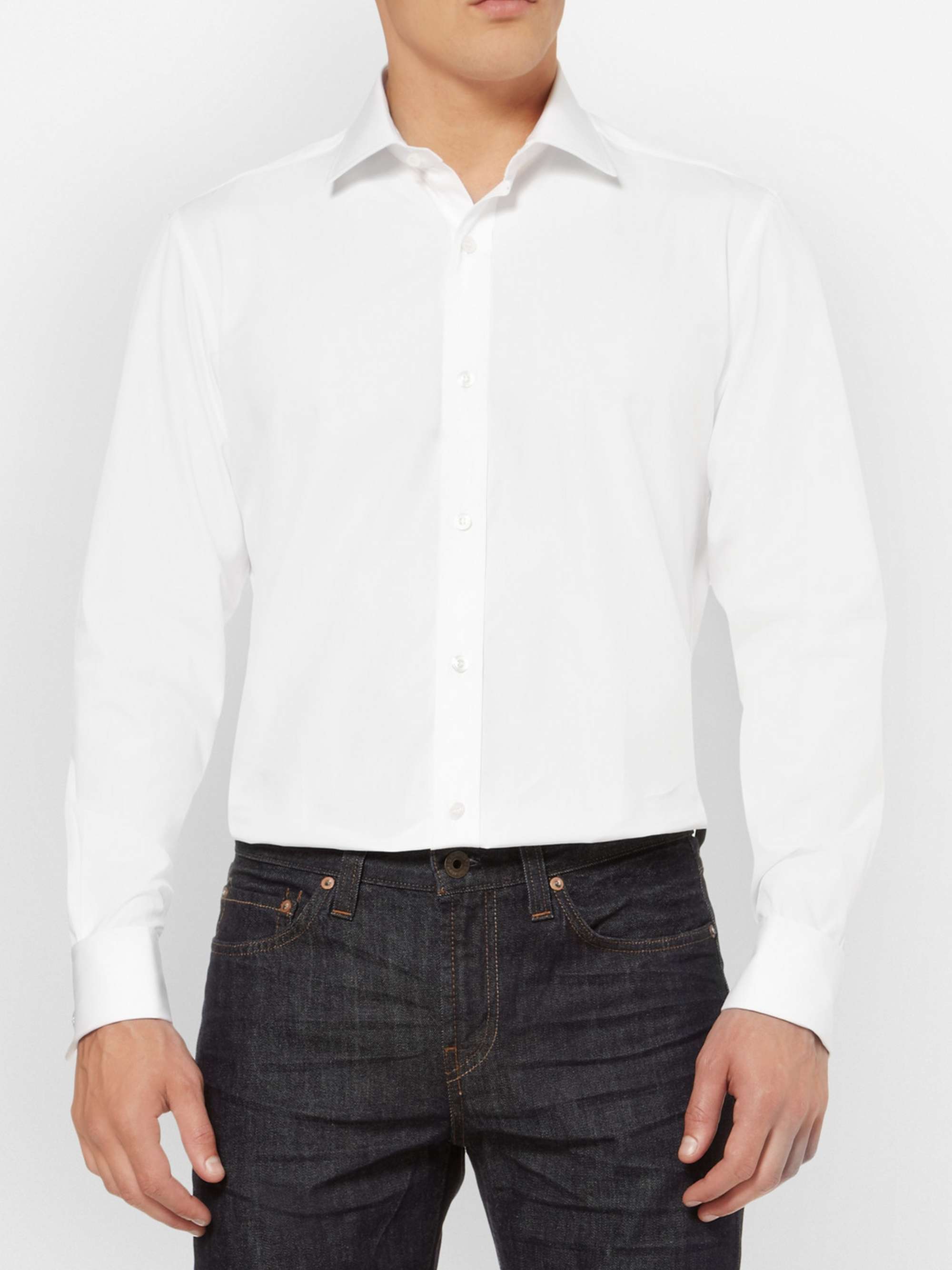 CHARVET White Double-Cuff Cotton Shirt