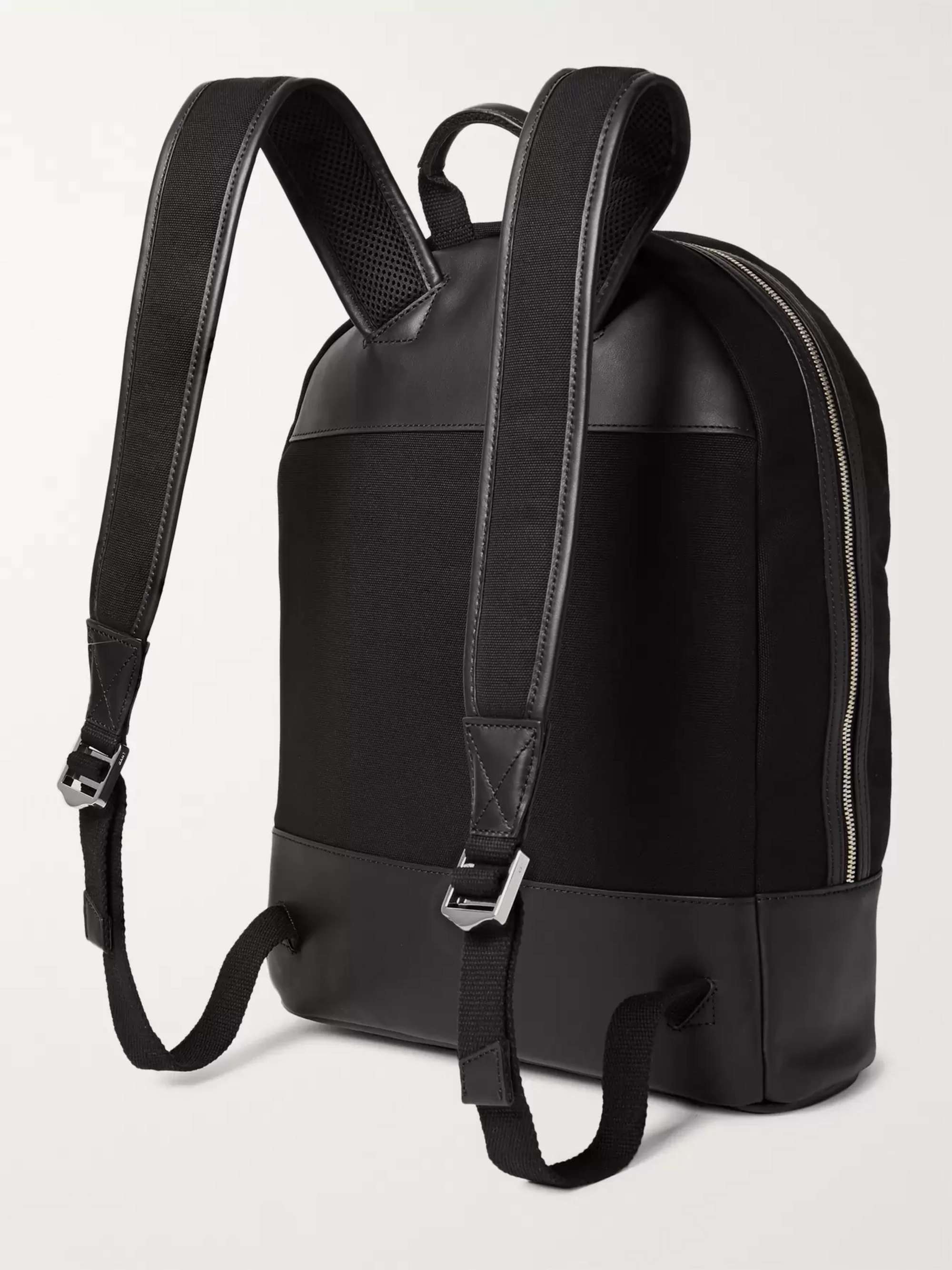 WANT LES ESSENTIELS Kastrup Leather-Trimmed Organic Cotton-Canvas Backpack