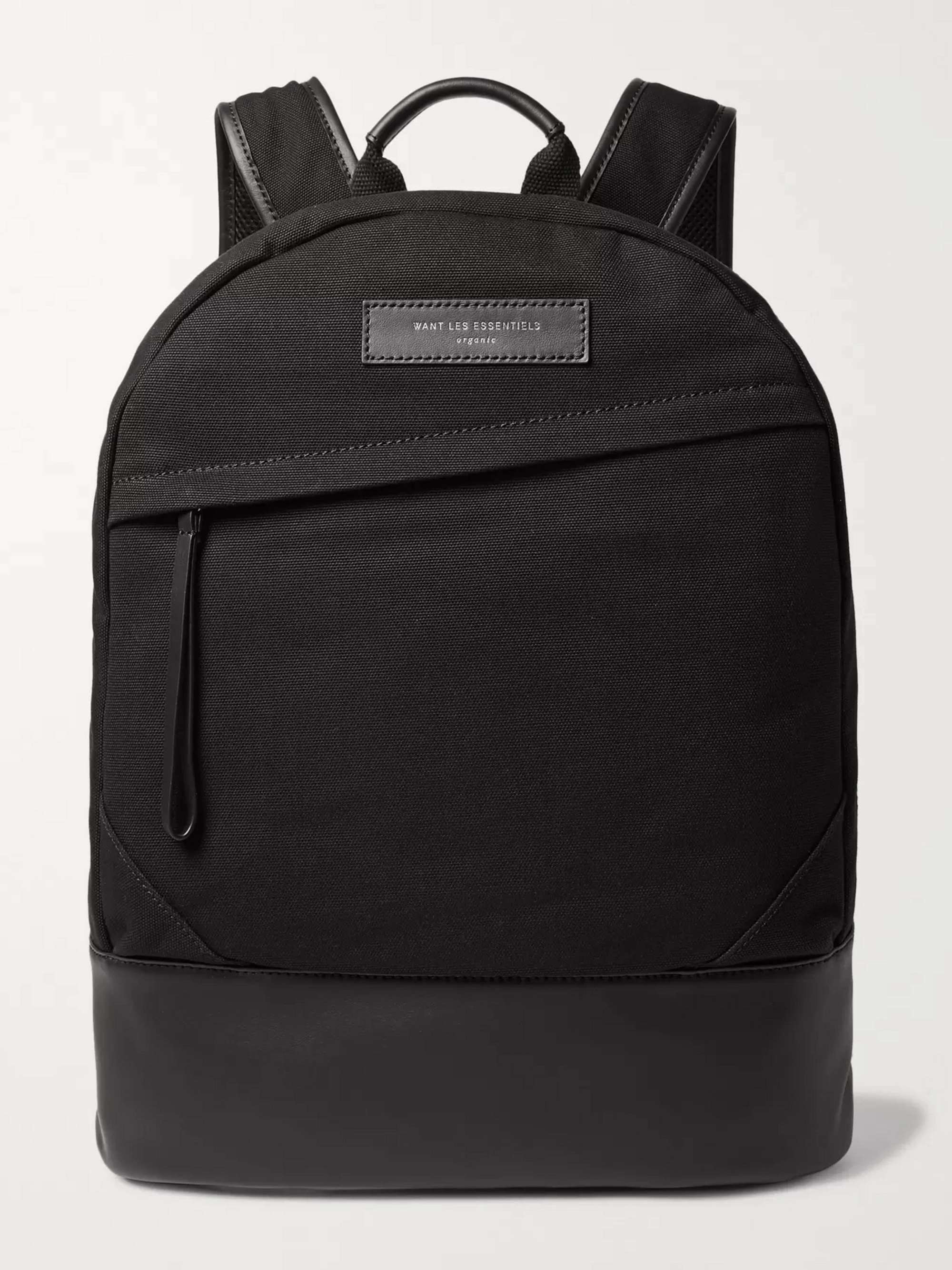 WANT LES ESSENTIELS Kastrup Leather-Trimmed Organic Cotton-Canvas Backpack