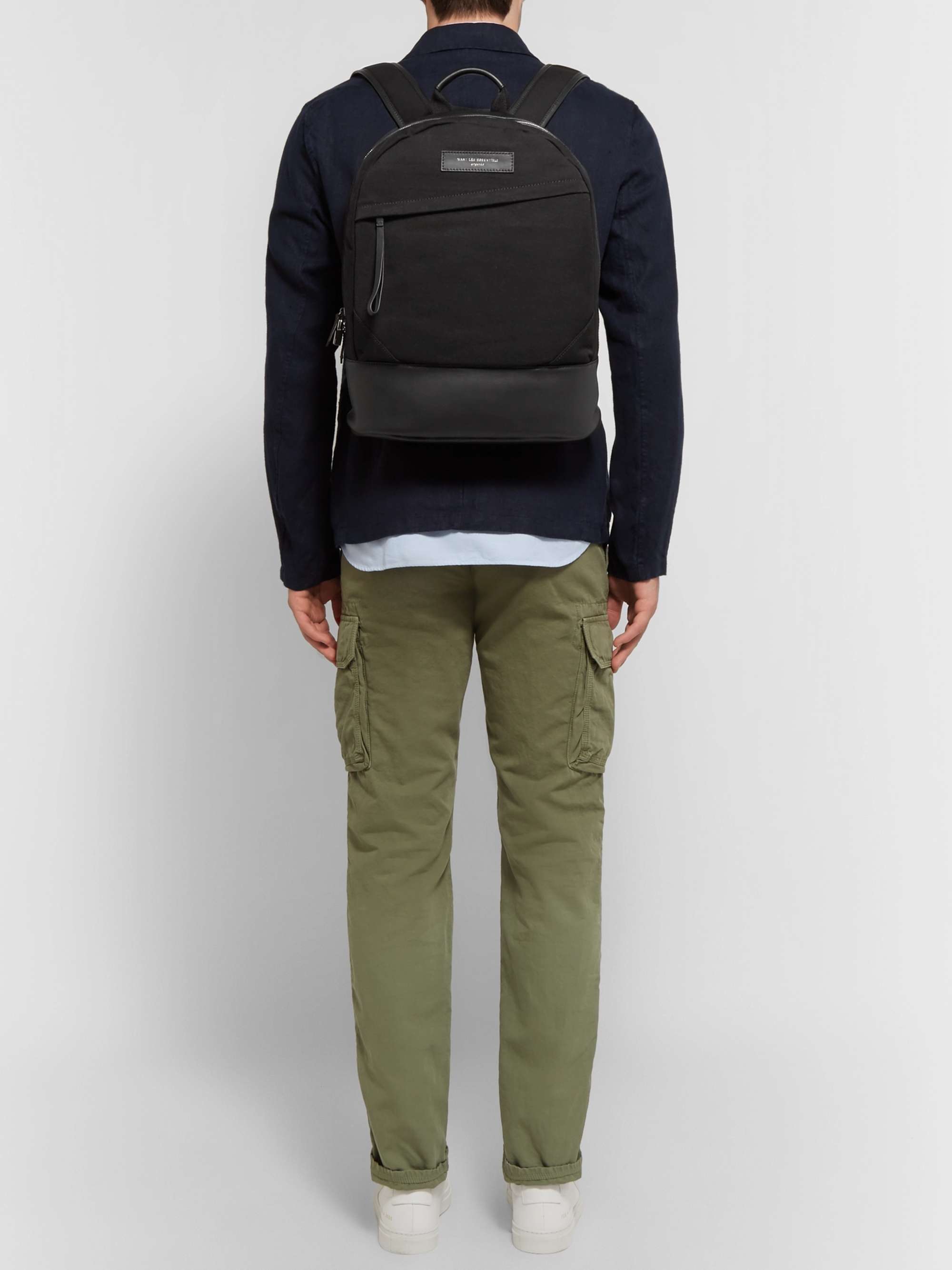 WANT LES ESSENTIELS Kastrup Leather-Trimmed Organic Cotton-Canvas Backpack