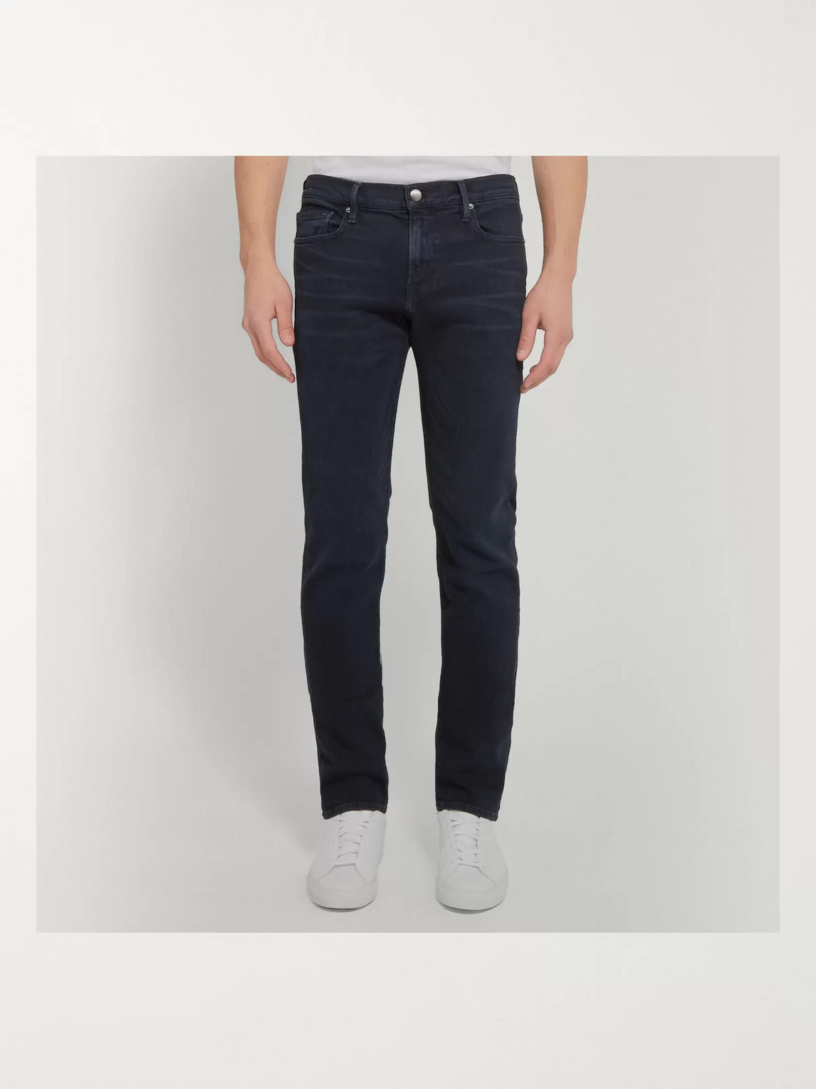 Shop Frame L'homme Slim-fit Dry Denim Jeans In Blue