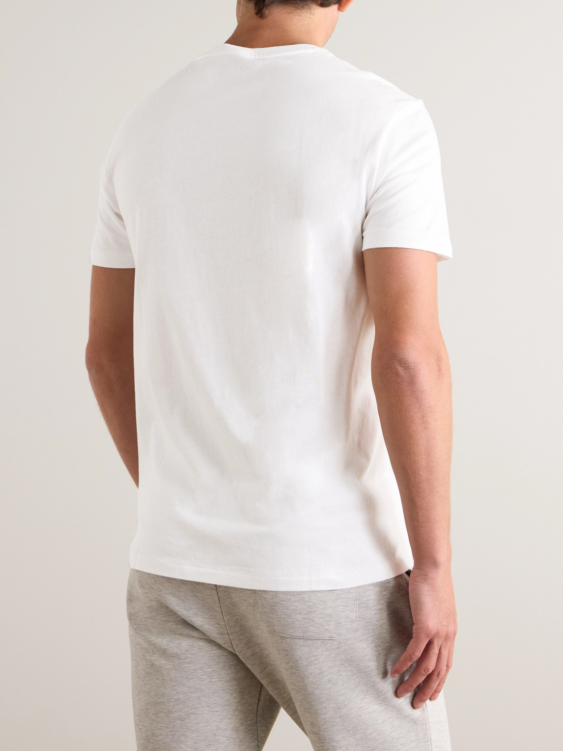 Polo Ralph Lauren Man White T-shirt With Embroidered Navy Blue Pony In White