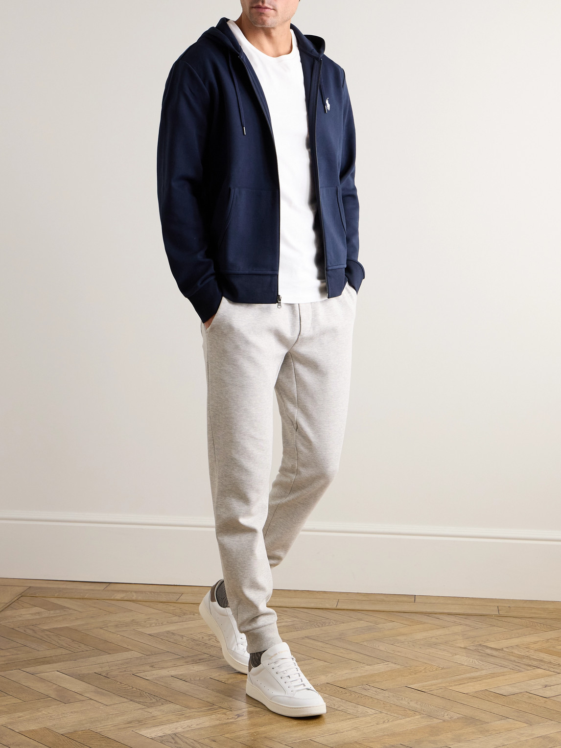Polo Ralph Lauren Man White T-shirt With Embroidered Navy Blue Pony In White