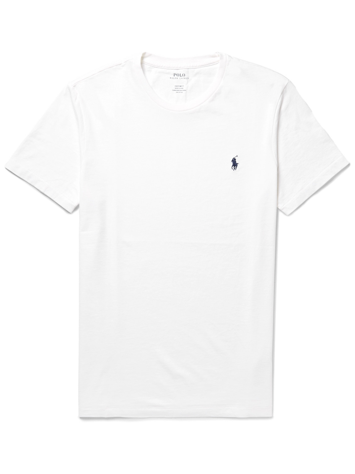 Polo Ralph Lauren Man White T-shirt With Embroidered Navy Blue Pony In White