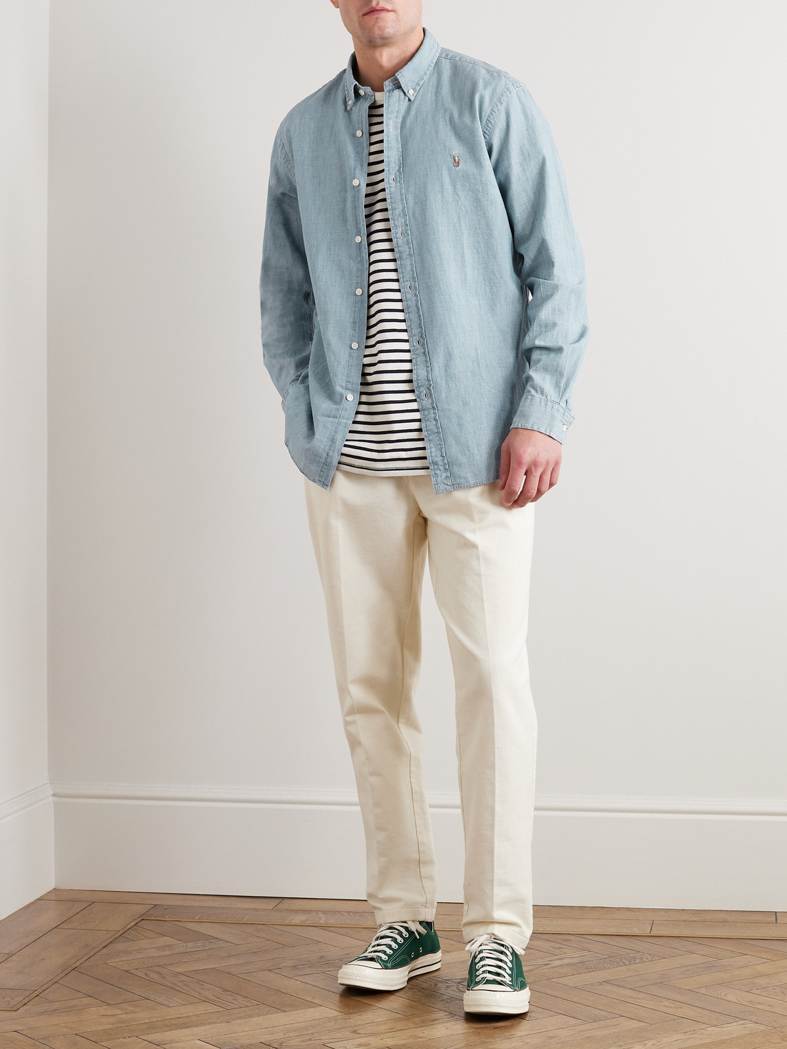 Slim-Fit Washed Cotton-Chambray Shirt — 2