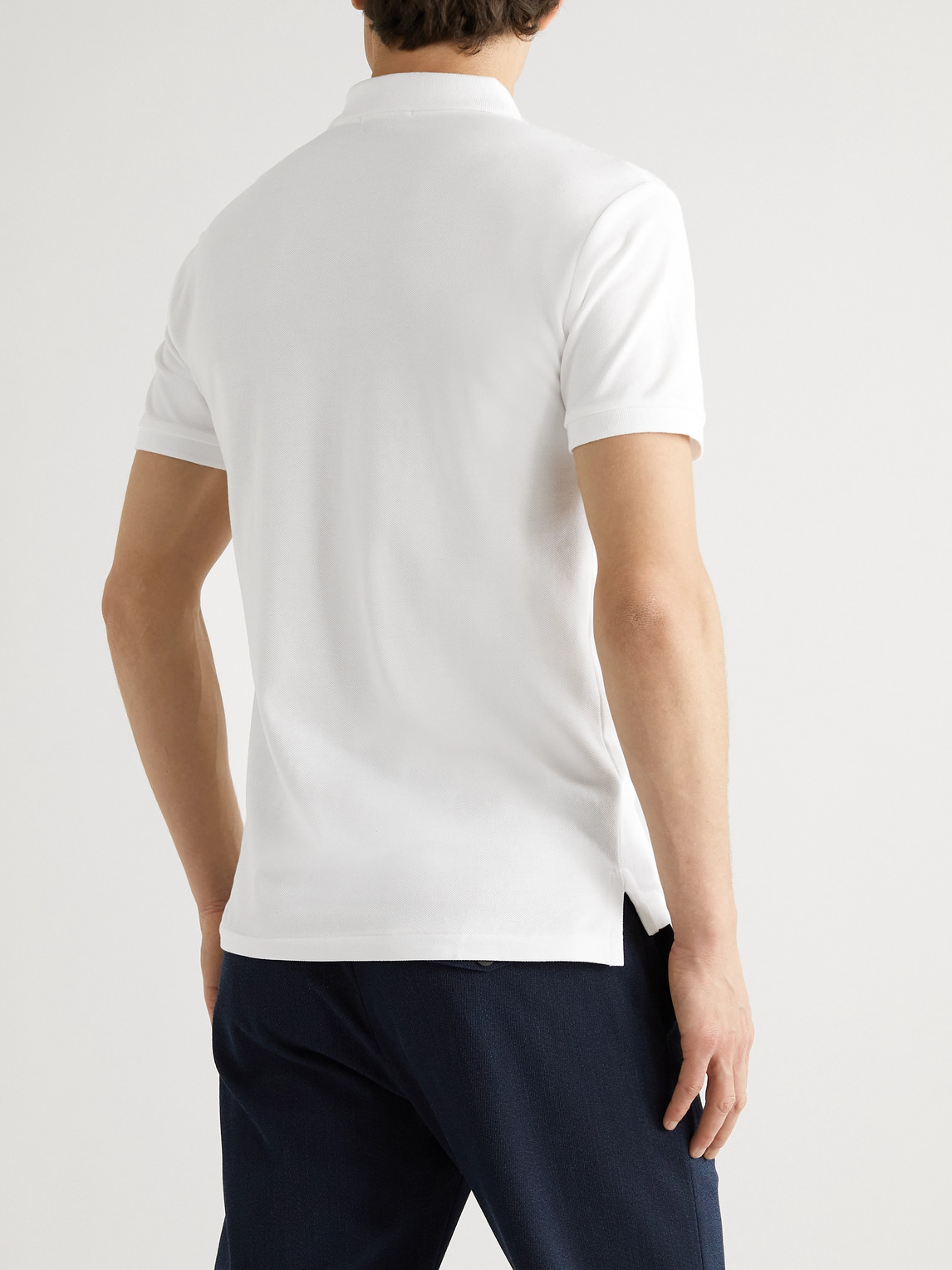 Shop Polo Ralph Lauren Slim-fit Cotton-piqué Polo Shirt In White