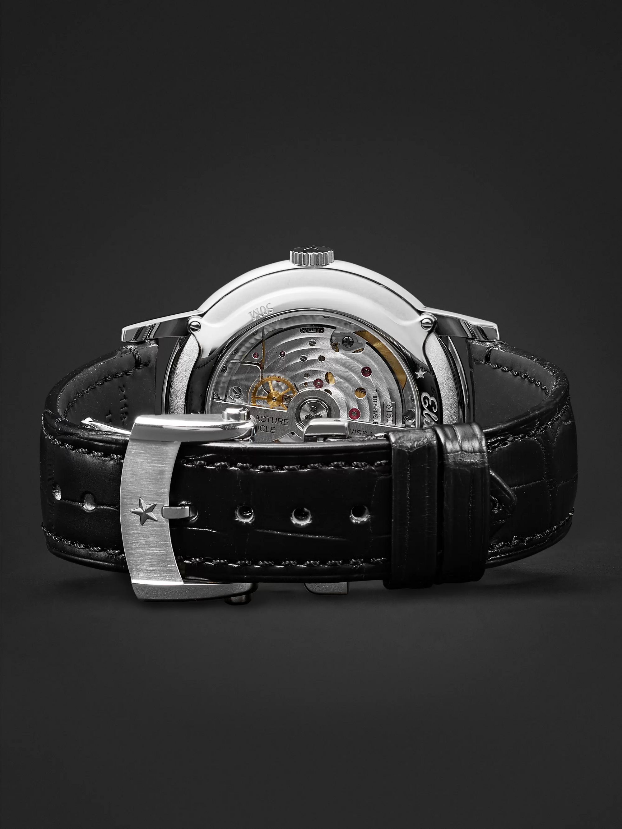ZENITH Elite 6150 42mm Stainless Steel and Alligator Watch, Ref. No. 03.2270.6150/01.C493