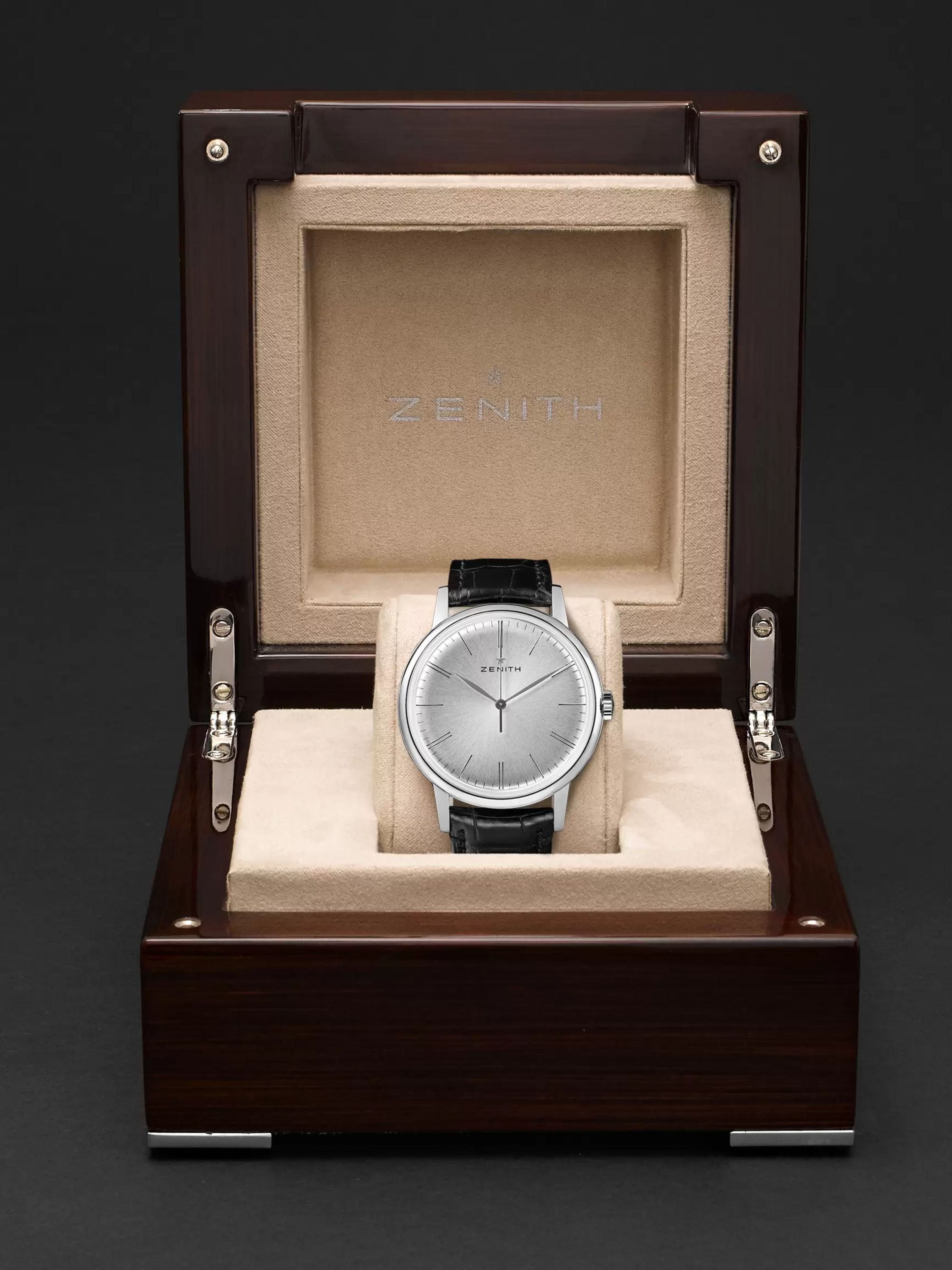 ZENITH Elite 6150 42mm Stainless Steel and Alligator Watch, Ref. No. 03.2270.6150/01.C493