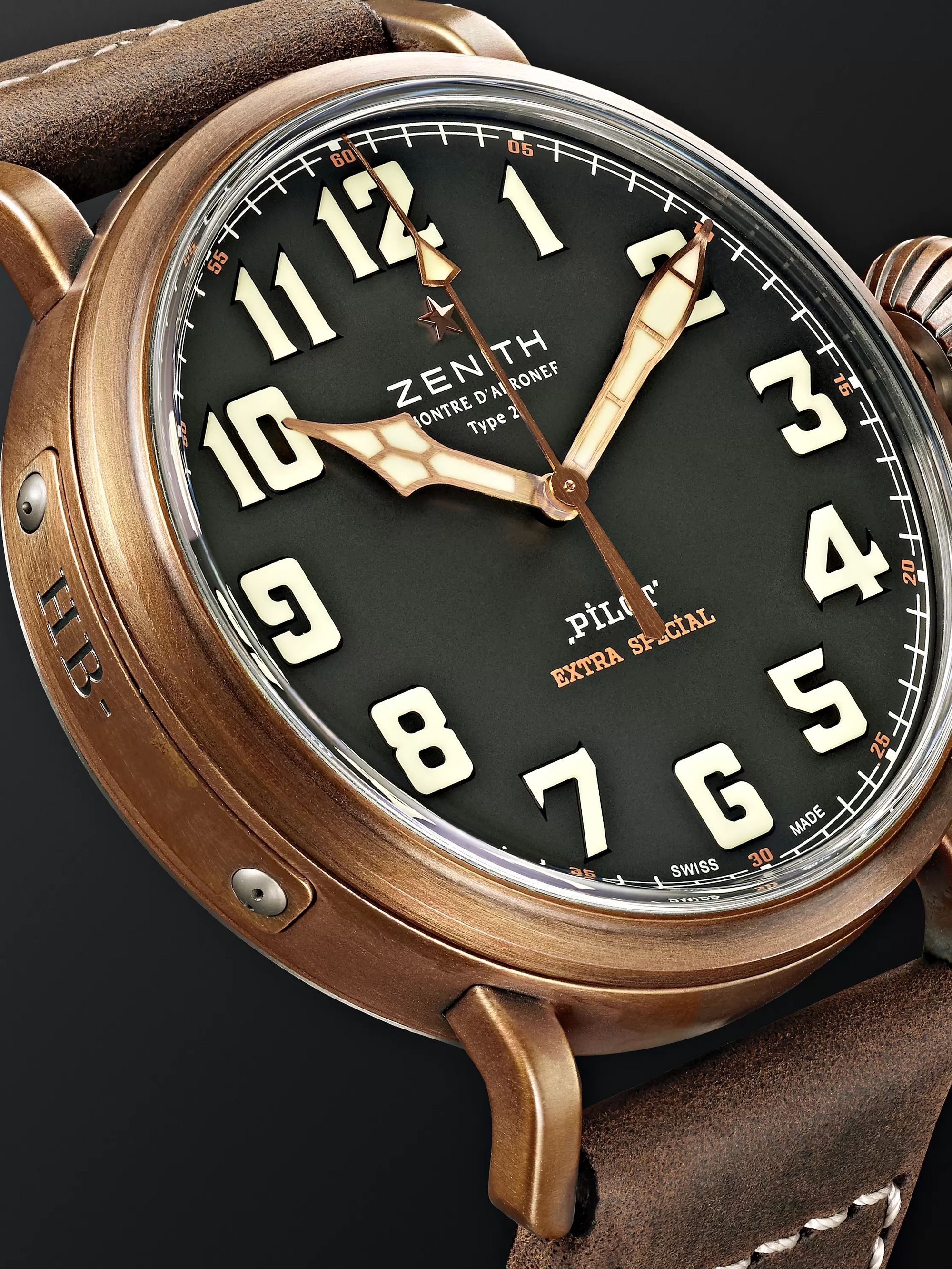 ZENITH Pilot Type 20 Extra Special 45mm Bronze and Nubuck Watch, Ref. No. 29.2430.679/21.C753