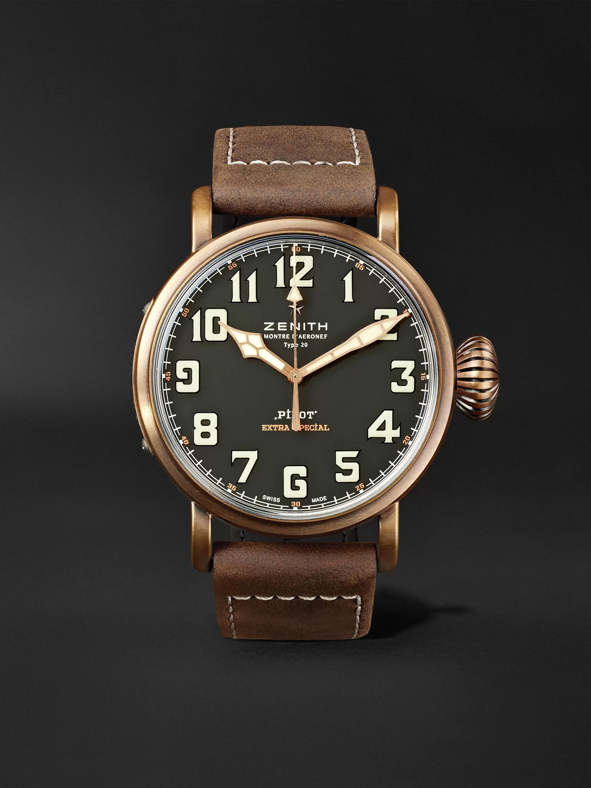 ZENITH Pilot Type 20 Extra Special 45mm Bronze and Nubuck Watch, Ref. No. 29.2430.679/21.C753