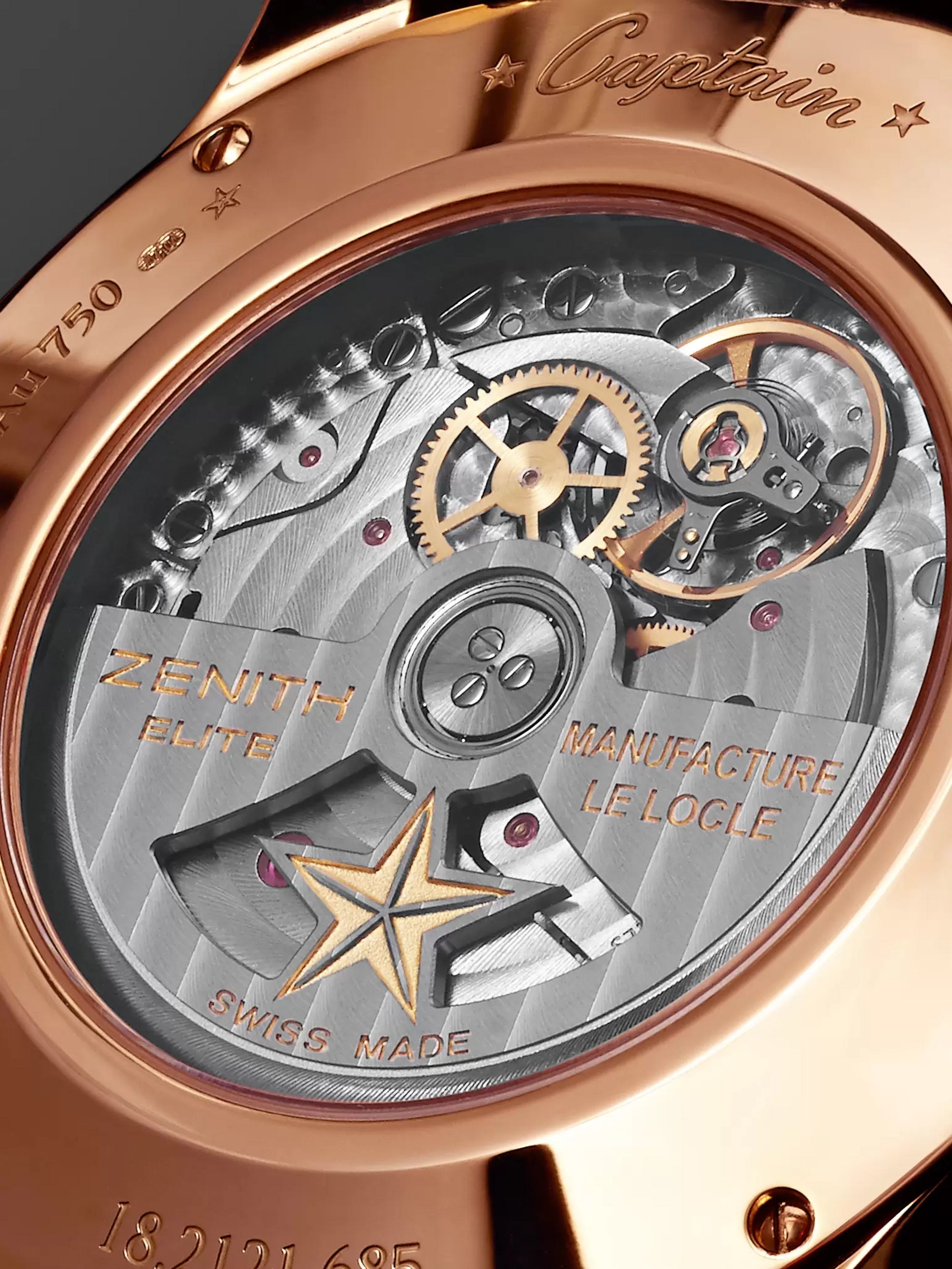 ZENITH Power Reserve 40mm 18-Karat Rose Gold and Alligator Watch, Ref. No. 18.2121.685/01.C498
