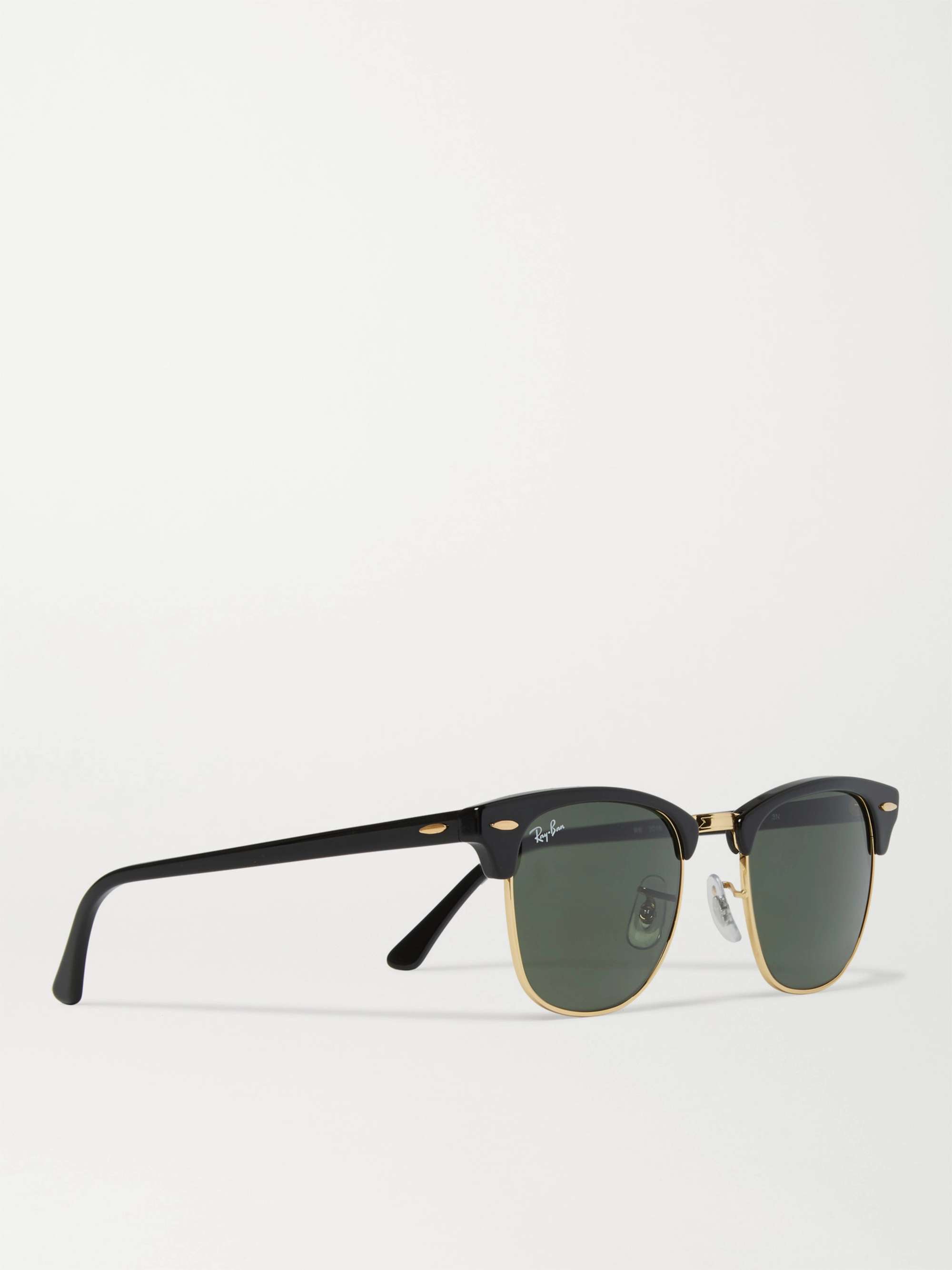 RAY-BAN Clubmaster Square-Frame Acetate and Gold-Tone Sunglasses