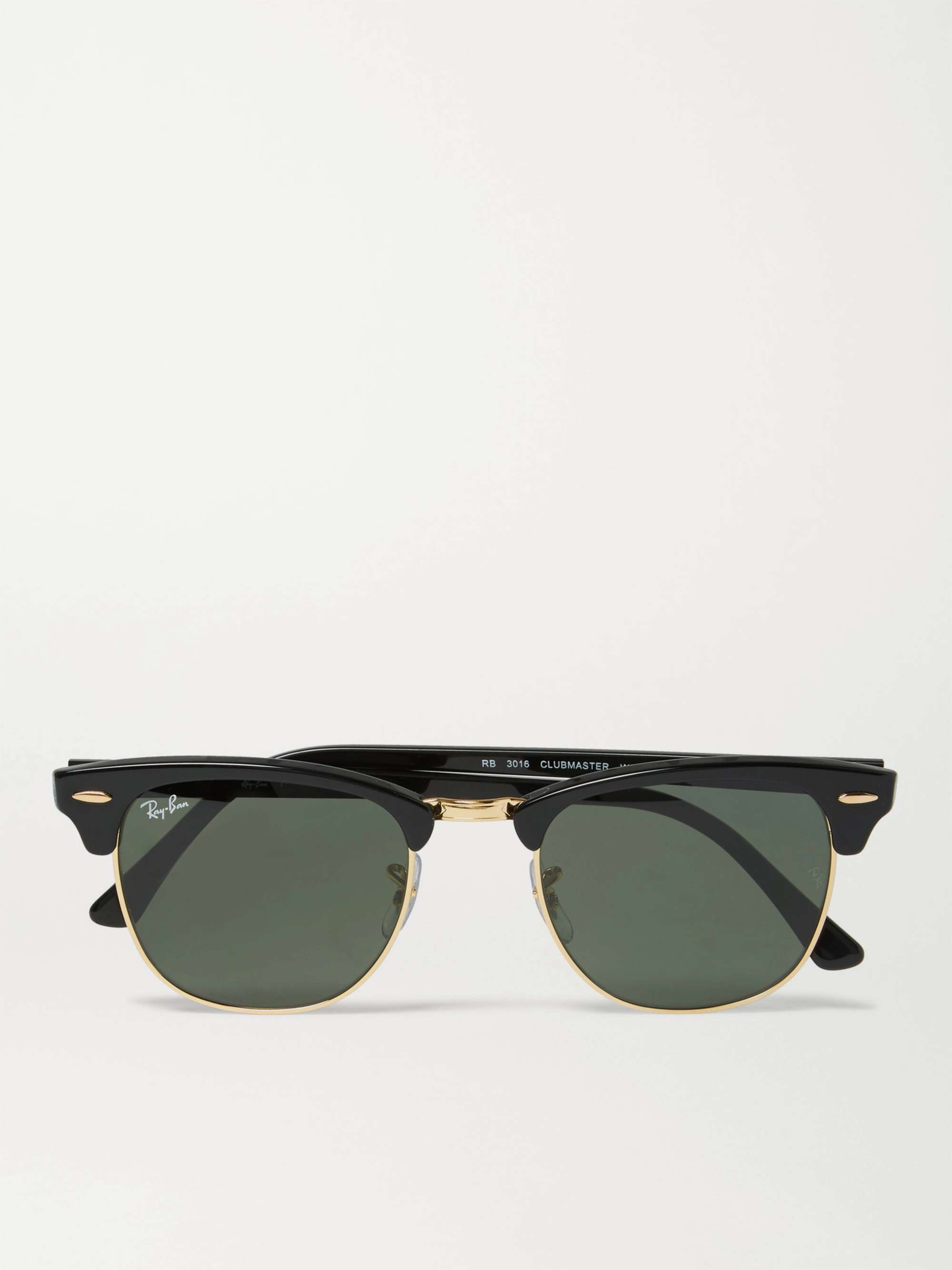 RAY-BAN Clubmaster Square-Frame Acetate and Gold-Tone Sunglasses