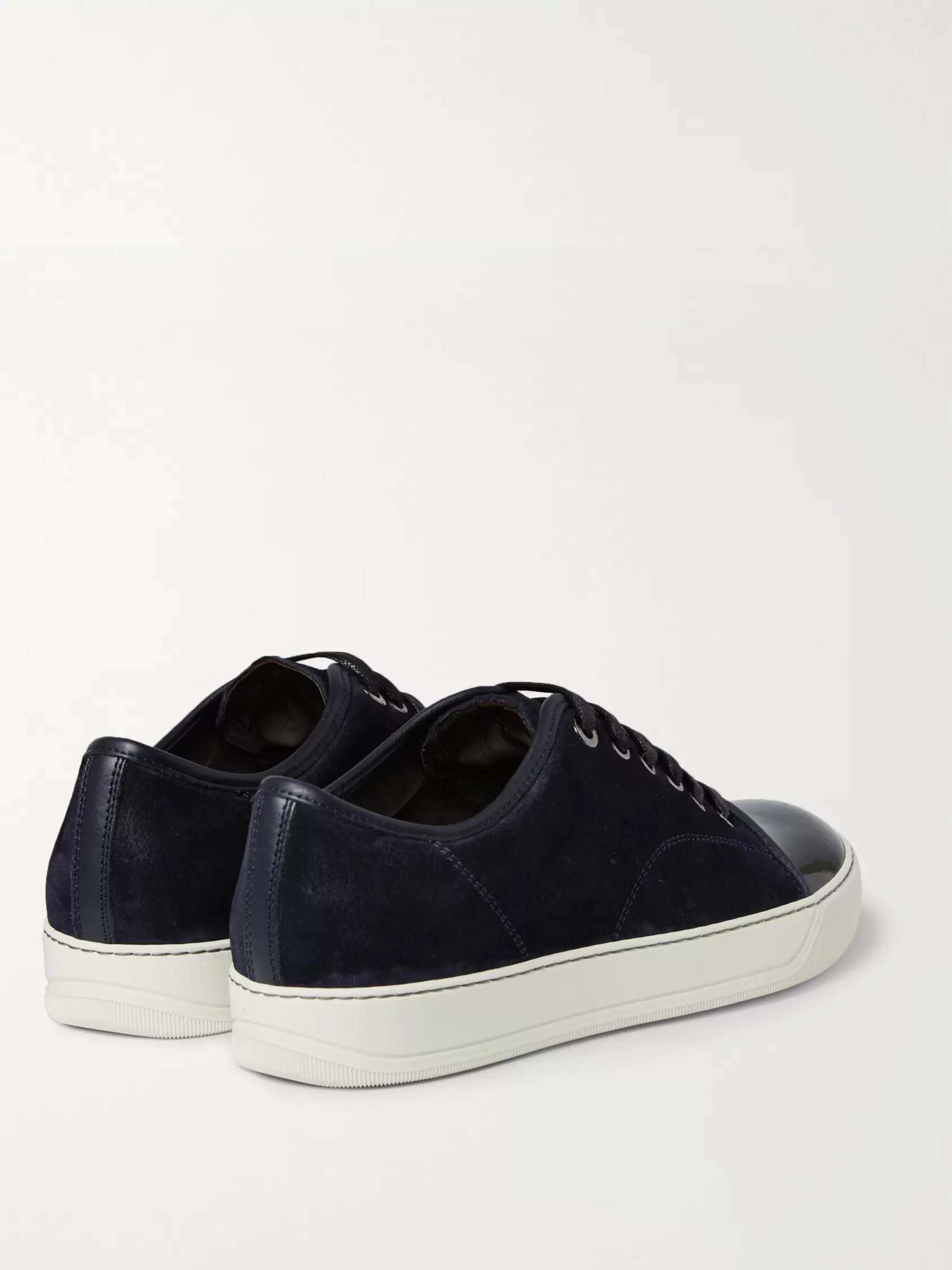 LANVIN Cap-Toe Suede and Patent-Leather Sneakers