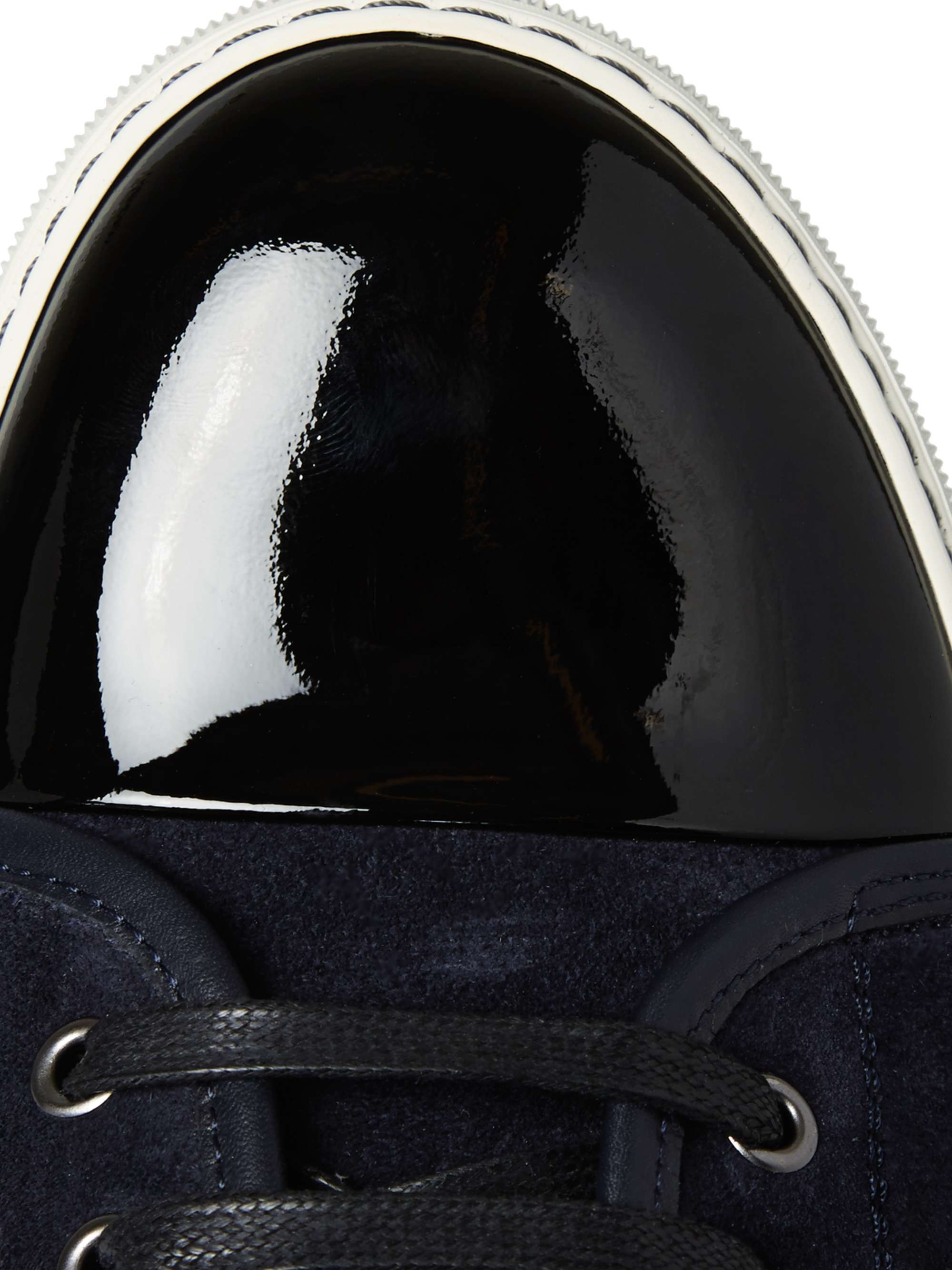 LANVIN Cap-Toe Suede and Patent-Leather Sneakers