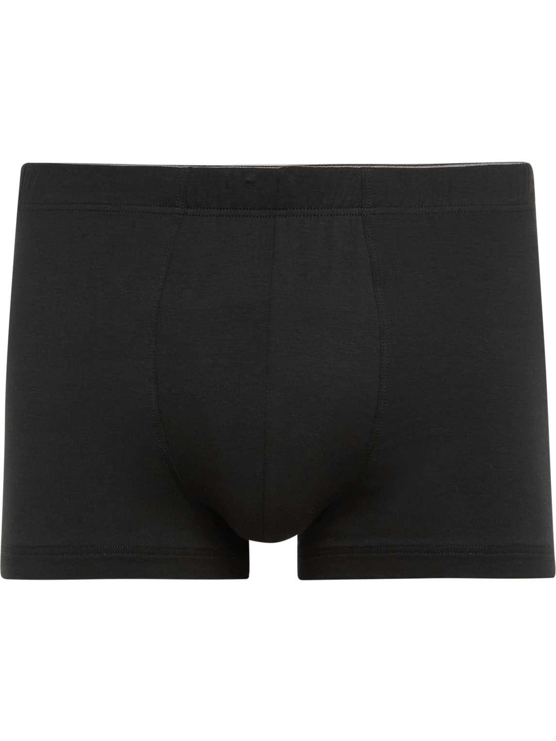 Hanro Cotton Essentials Long-leg Boxer Briefs In Black