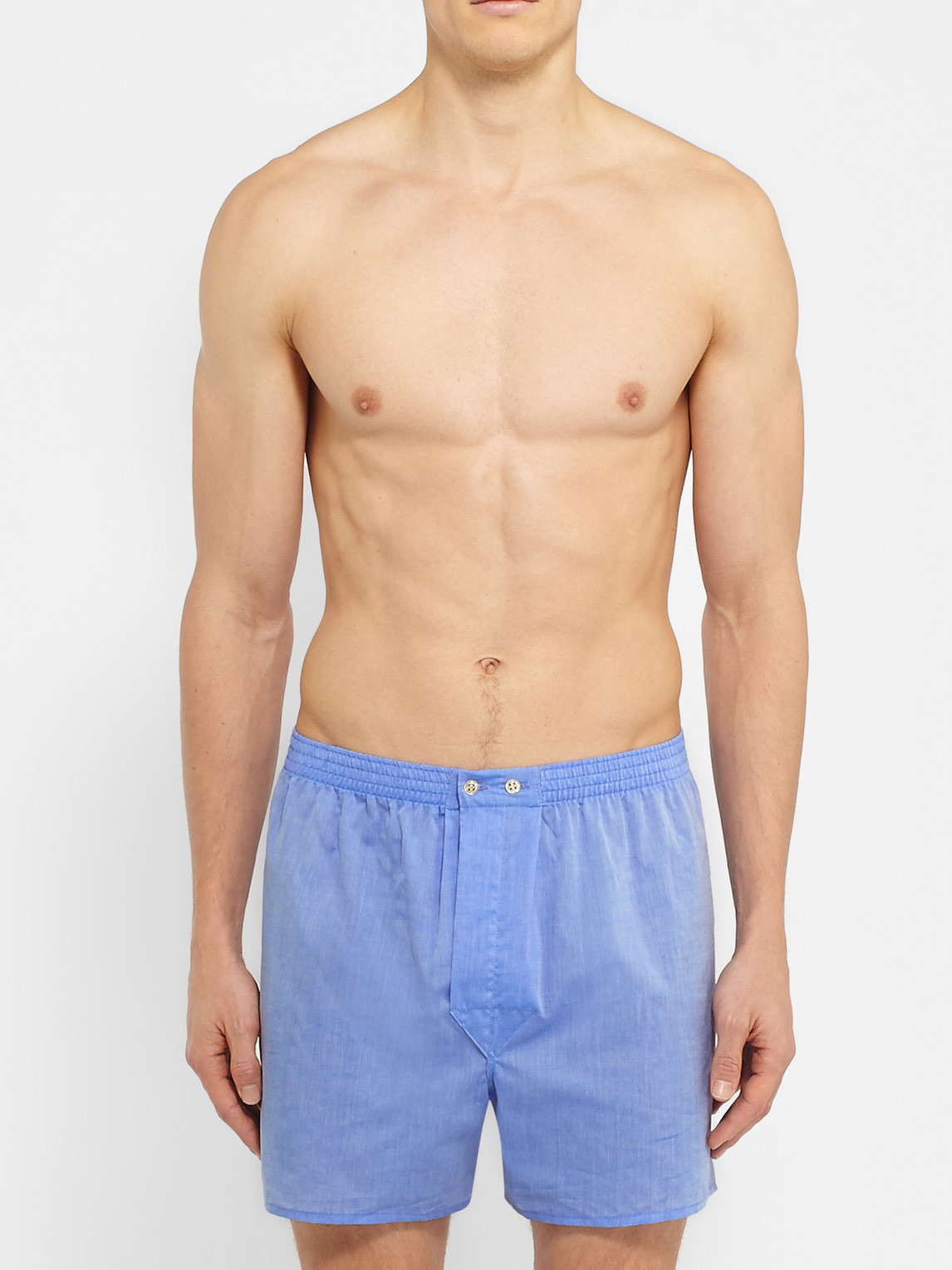 Shop Derek Rose Amalfi Cotton Boxer Shorts In Blue