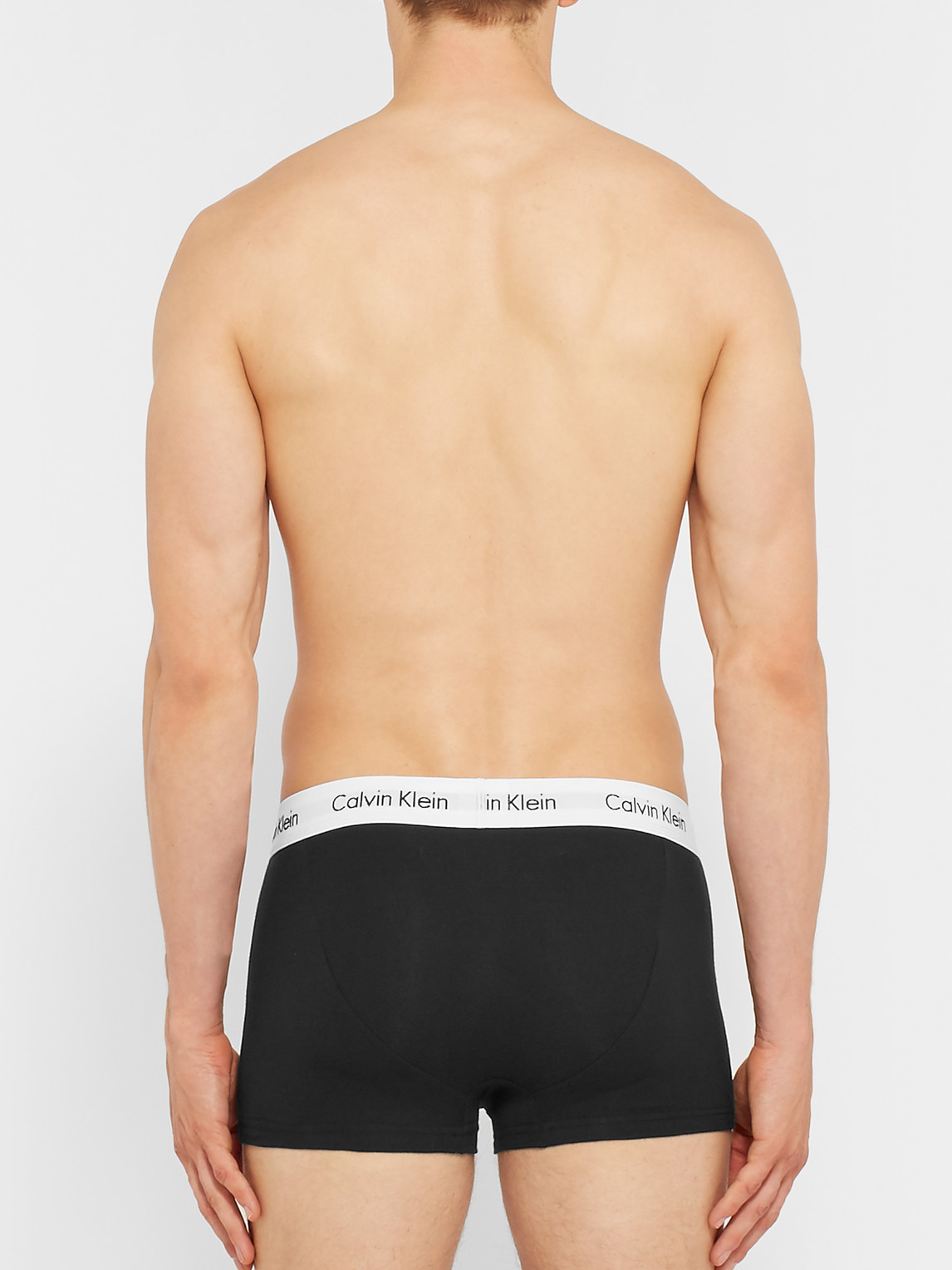 Shop Calvin Klein Underwear Three-pack Low-rise Stretch-cotton Boxer Briefs In Black