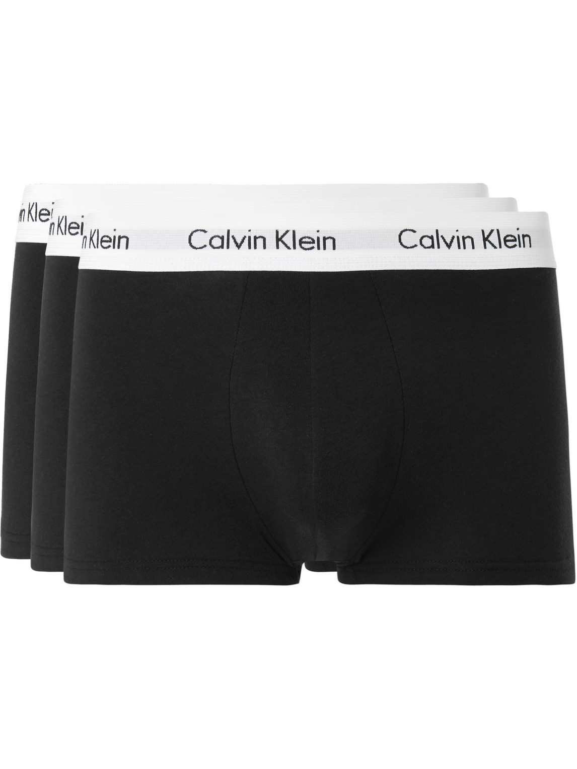 Calvin Klein Underwear Three-pack Low-rise Stretch-cotton Boxer Briefs In Black