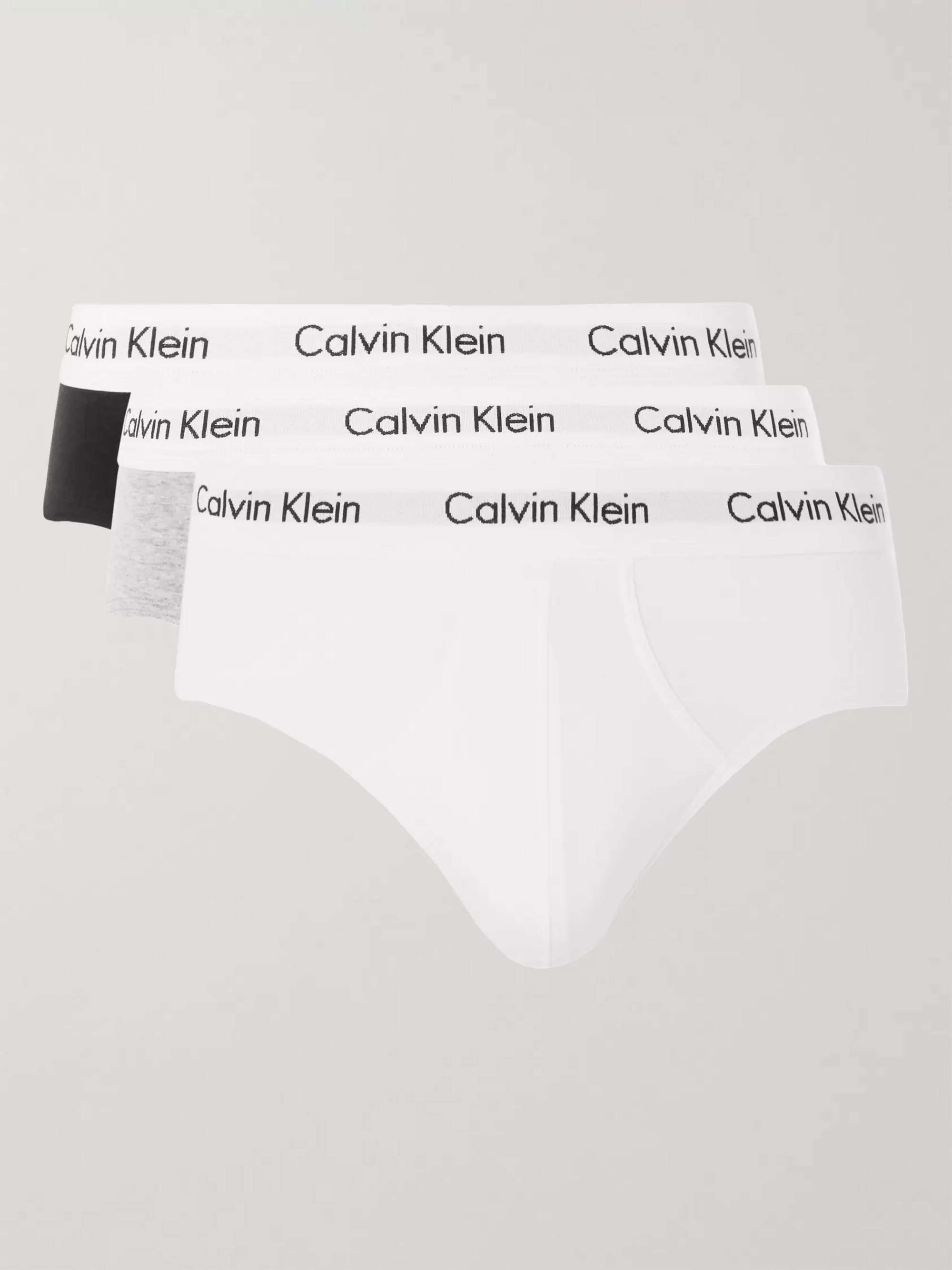 CALVIN KLEIN UNDERWEAR Three-Pack Stretch-Cotton Briefs for Men