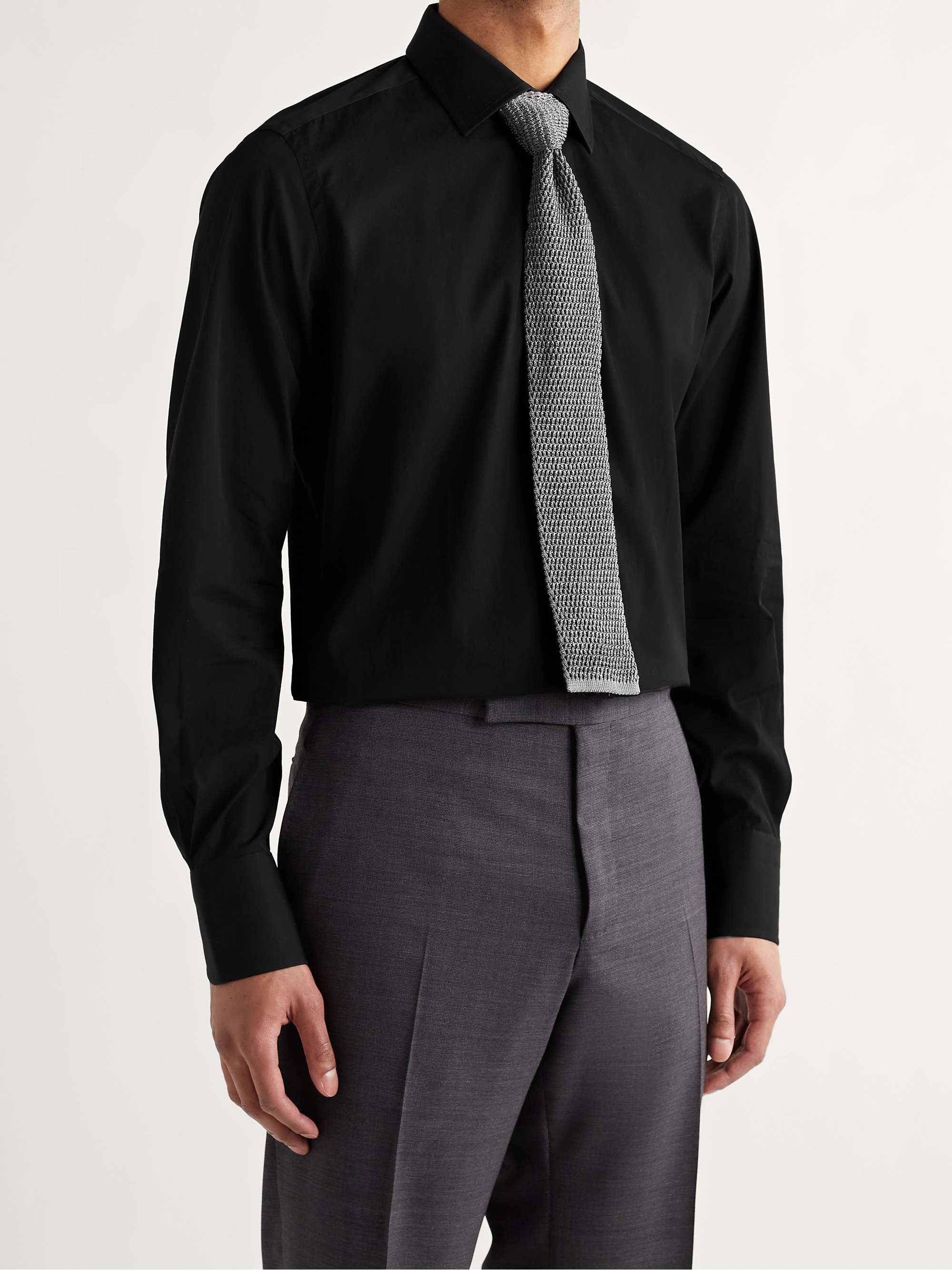 TOM FORD Black Slim-Fit Cotton-Poplin Shirt