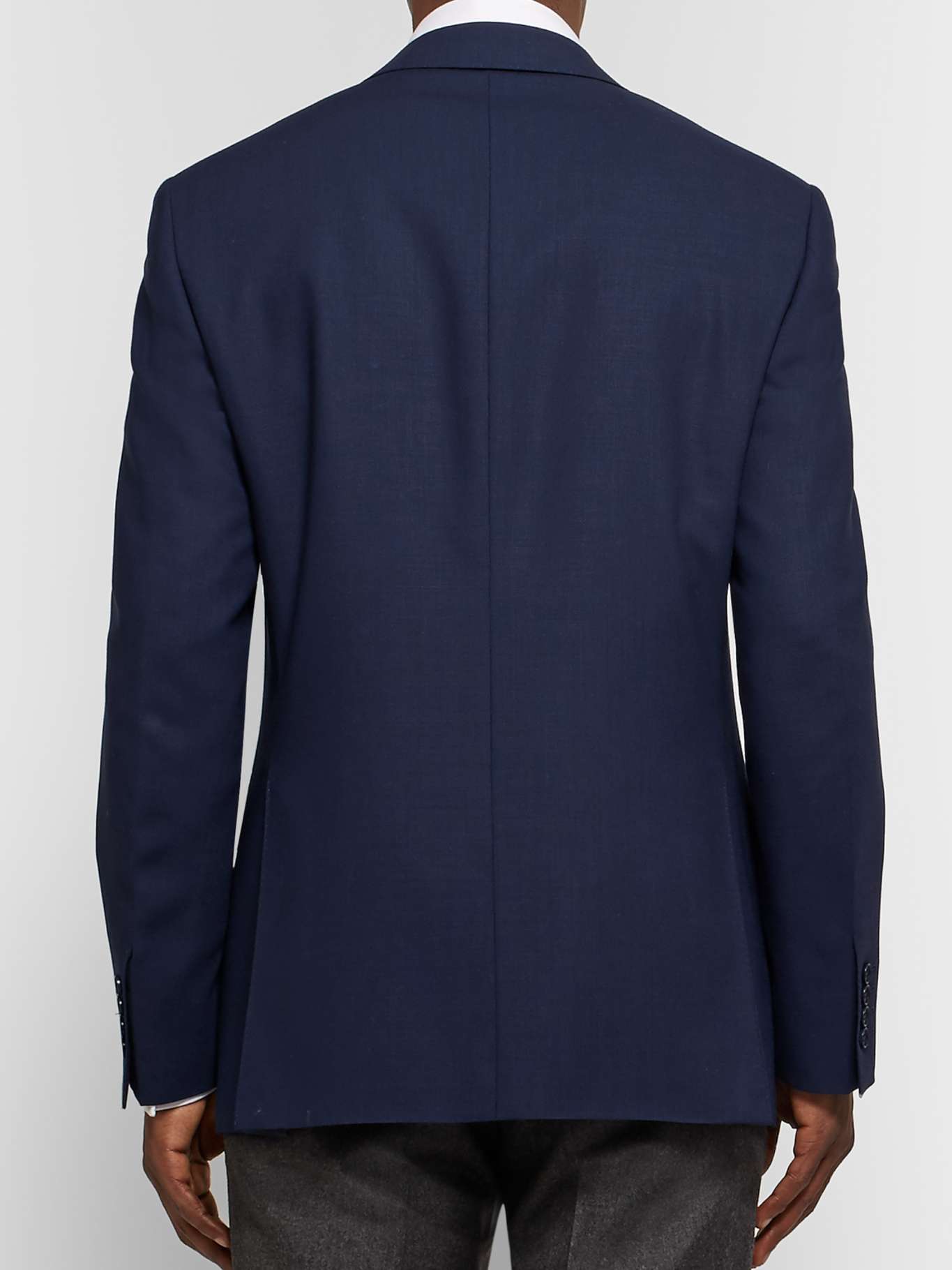 CANALI Royal-Blue Slim-Fit Travel Water-Resistant Wool Blazer for Men ...