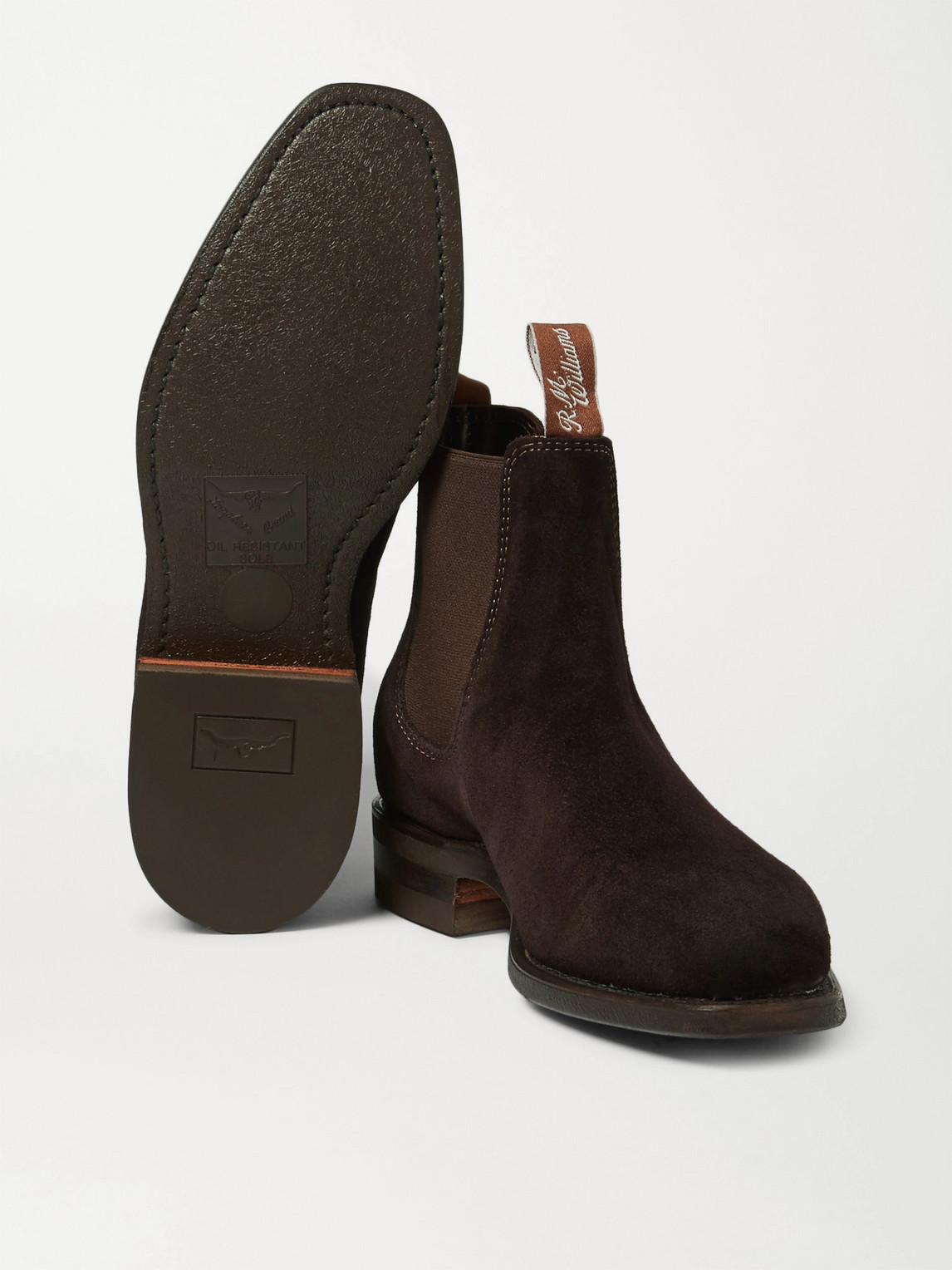 Shop R.m.williams Comfort Craftsman Suede Chelsea Boots In Brown