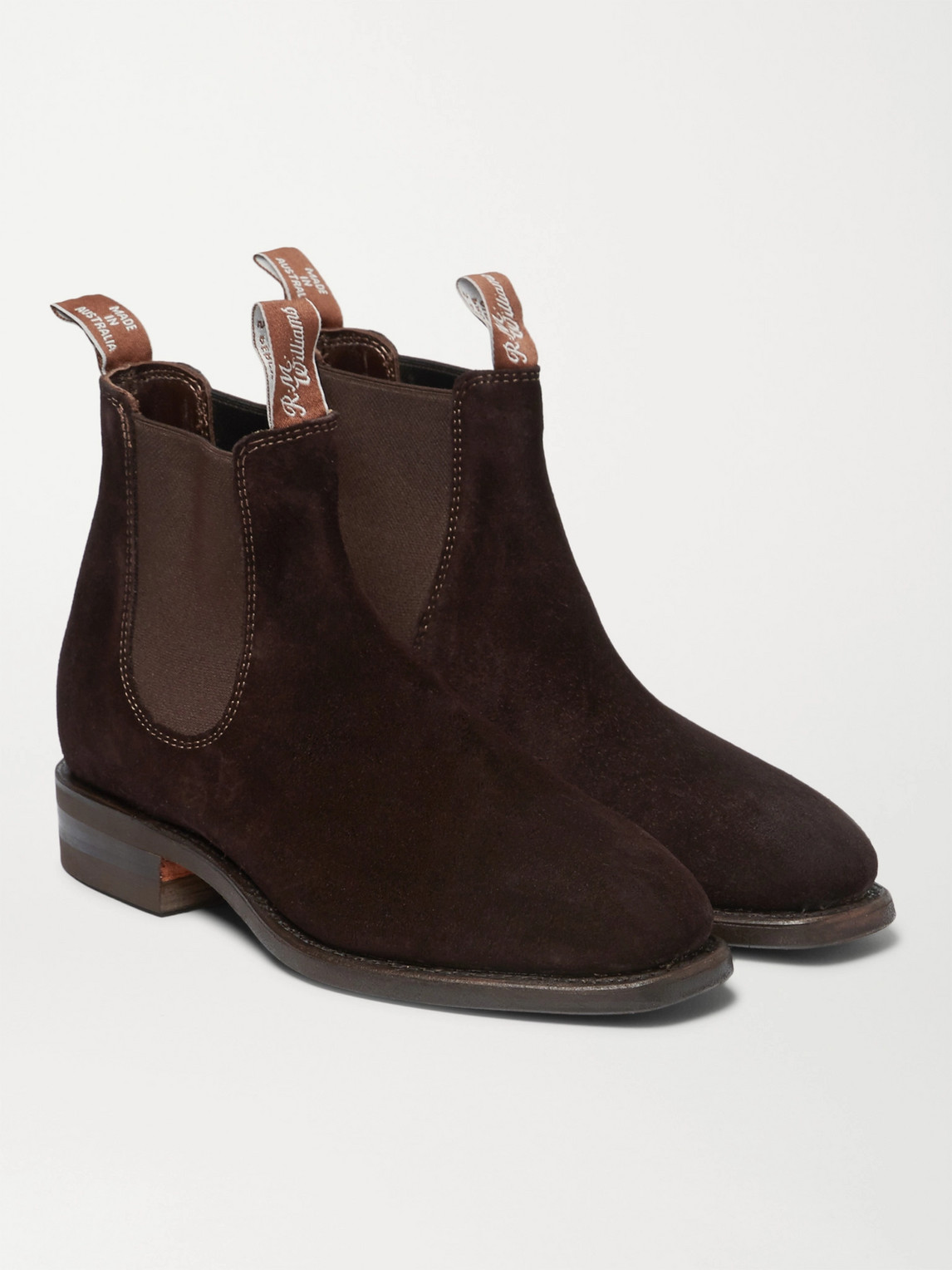 Shop R.m.williams Comfort Craftsman Suede Chelsea Boots In Brown