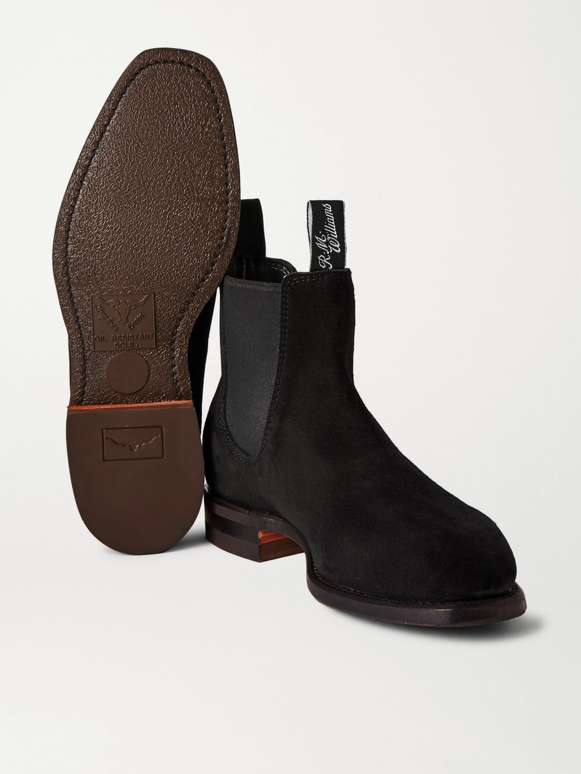 Shop R.m.williams Comfort Craftsman Suede Chelsea Boots In Black