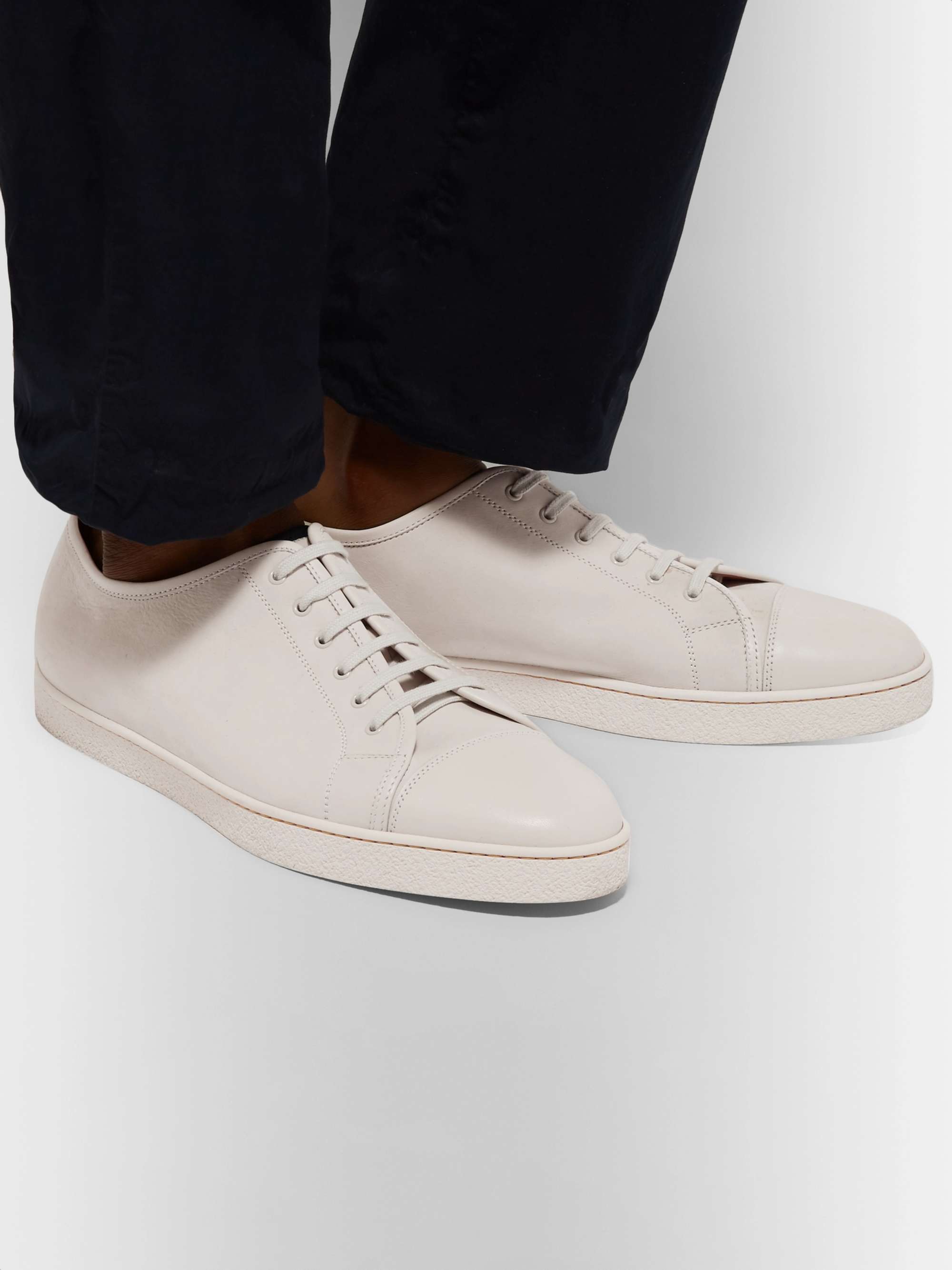 JOHN LOBB Levah Cap-Toe Brushed-Leather Sneakers