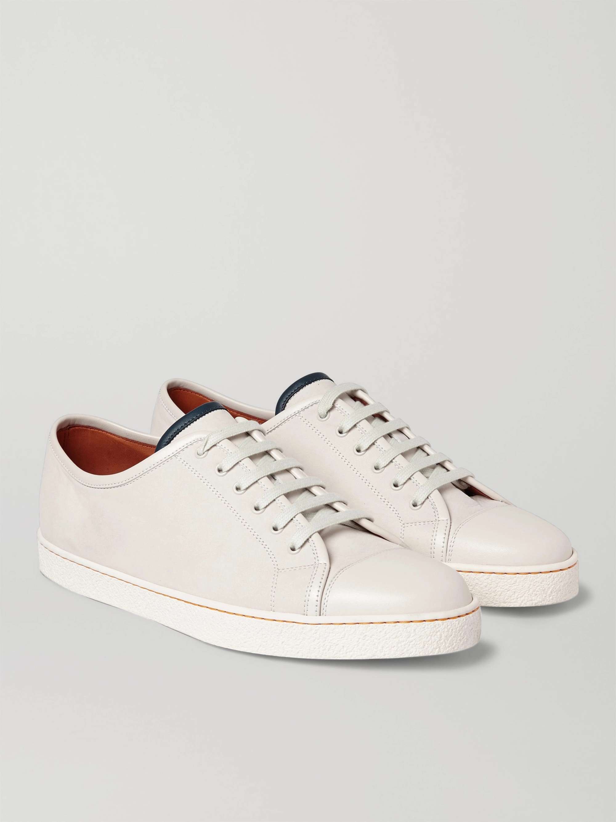 JOHN LOBB Levah Cap-Toe Brushed-Leather Sneakers