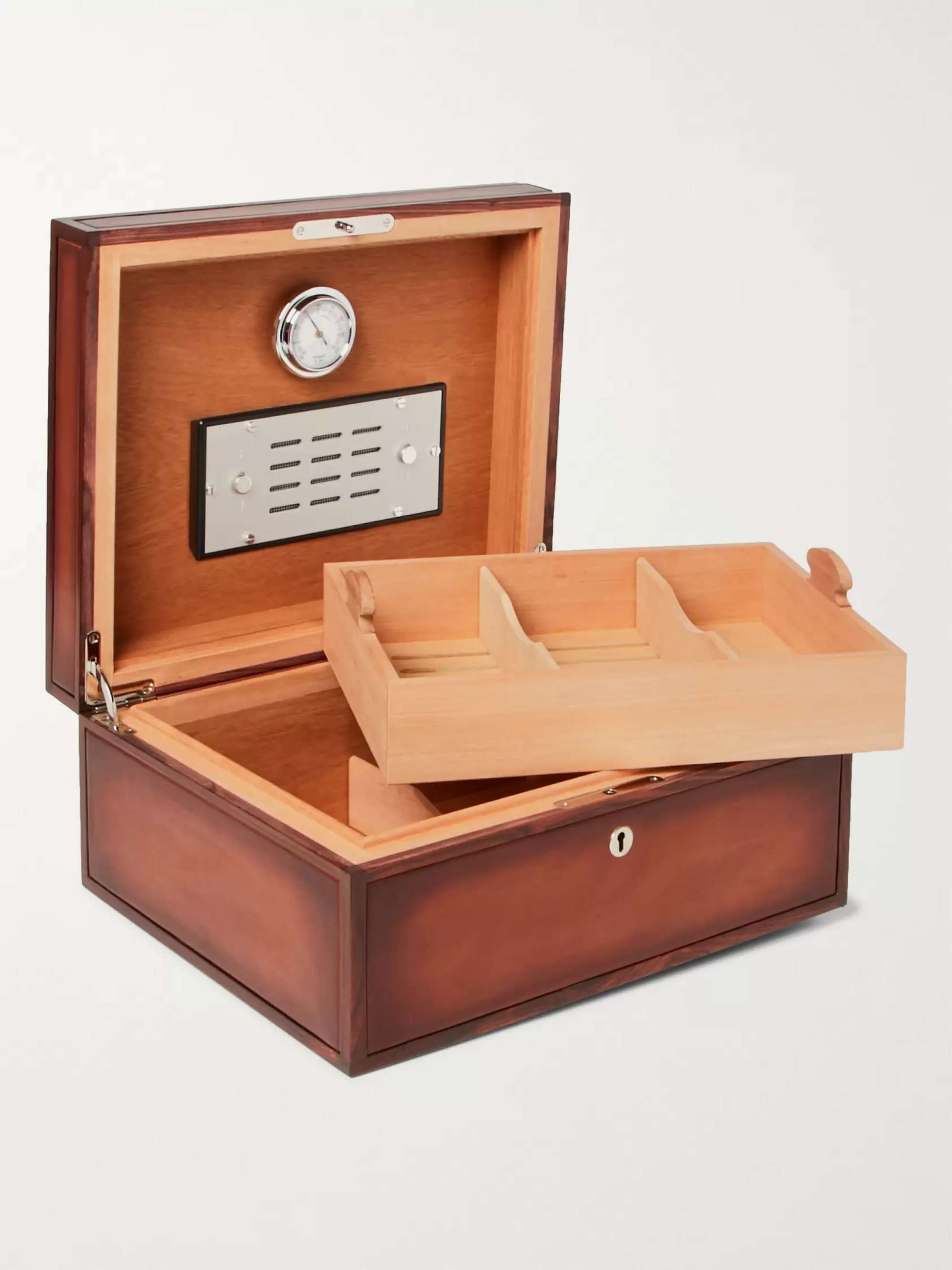 BERLUTI Venezia Leather and Wood Cigar Box