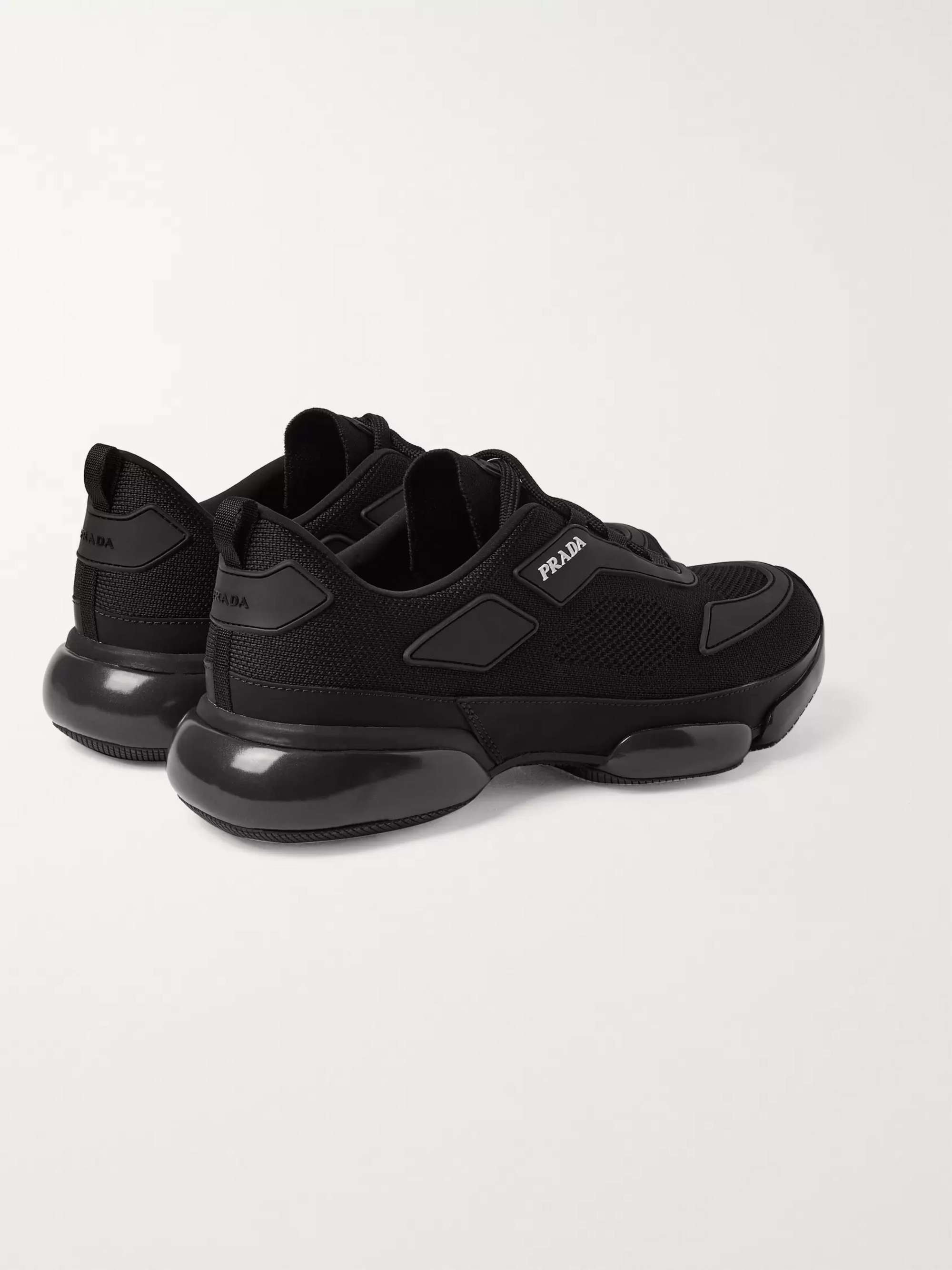 PRADA Cloudbust Mesh, Rubber and Leather Sneakers