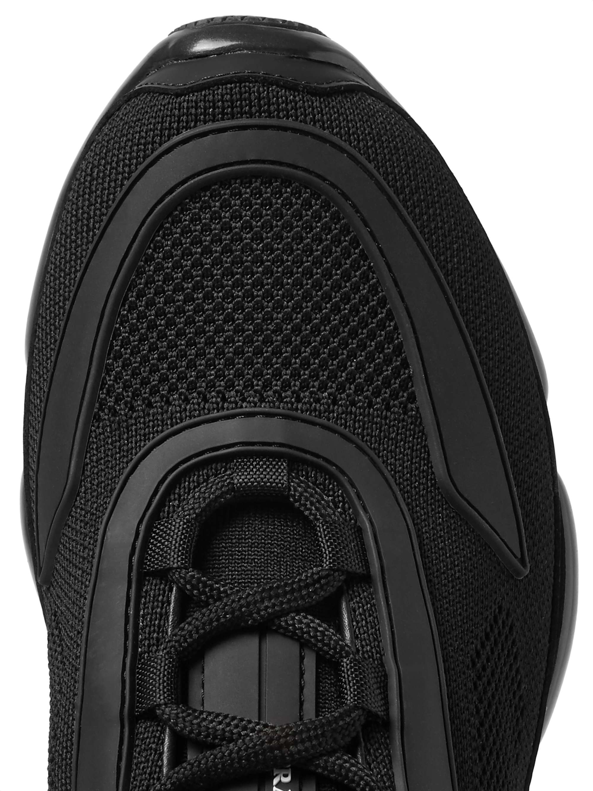 PRADA Cloudbust Mesh, Rubber and Leather Sneakers